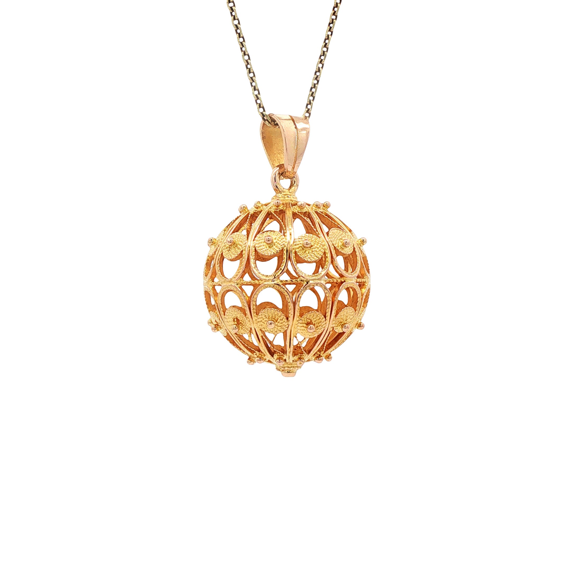 Gouden vintage filigraan hanger 14 kt