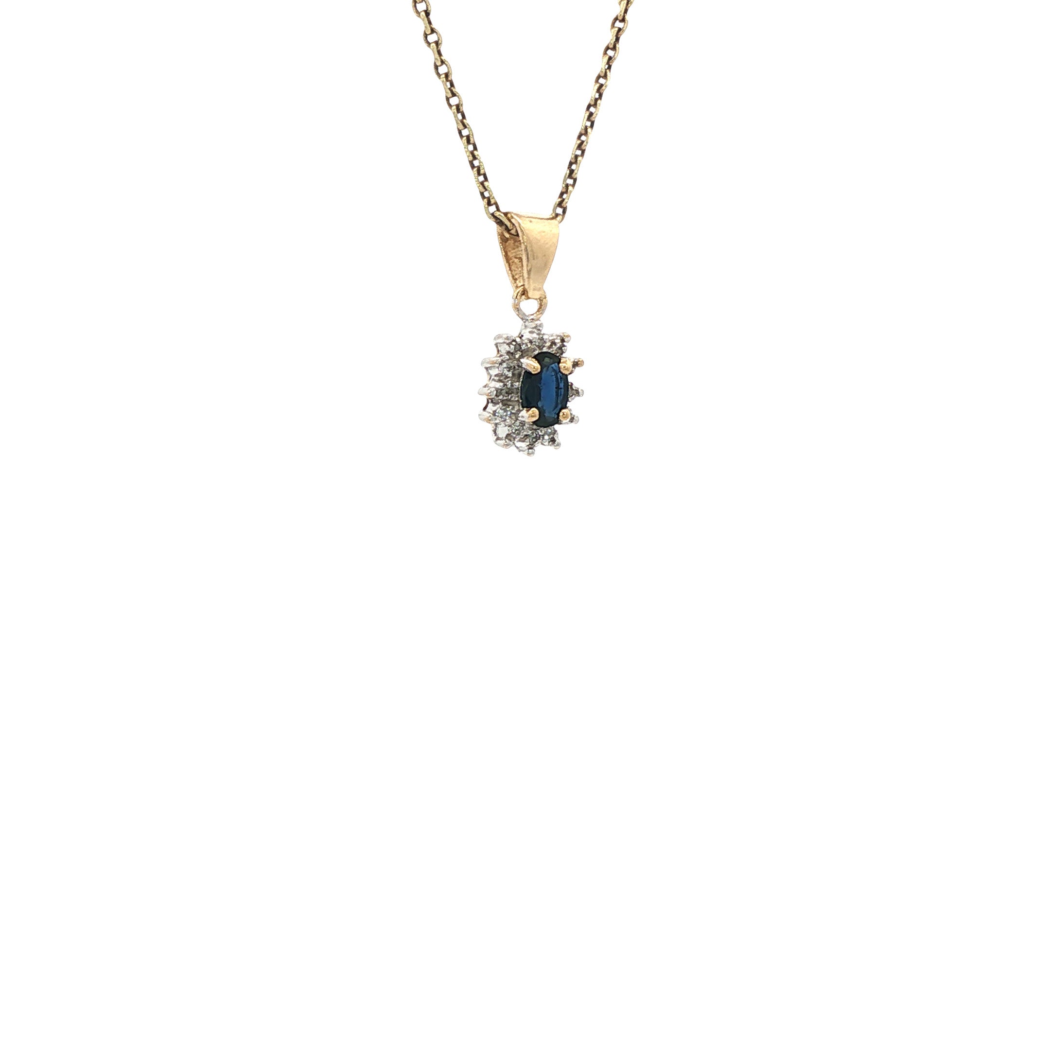 14 kt gold pendant with sapphire and diamond
