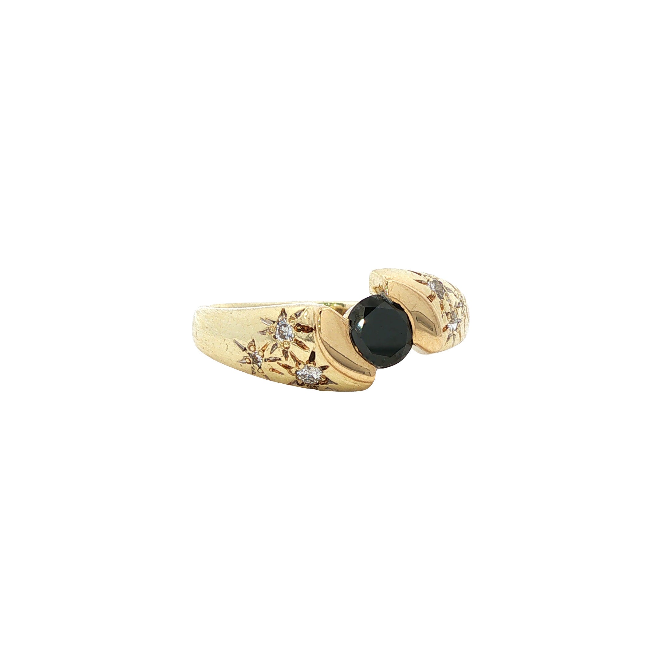 Gouden vintage ring met diamant 14 kt