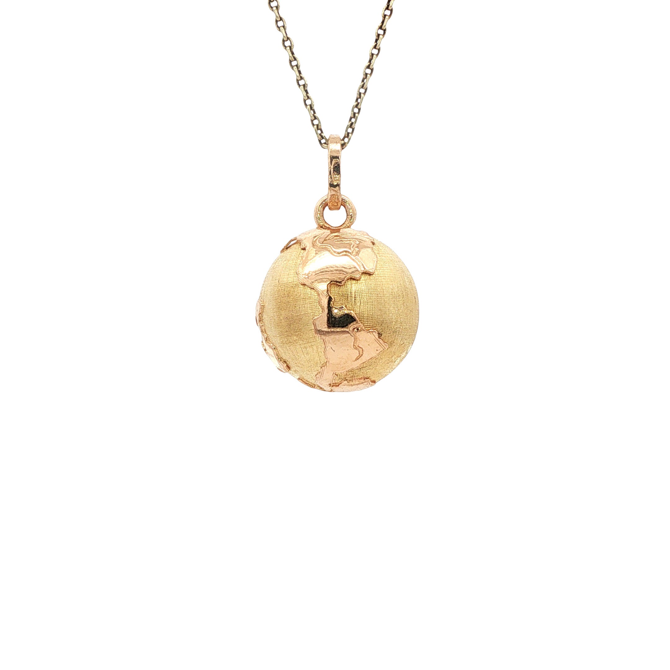 Bicolour gouden vintage wereldbol hanger 18 kt