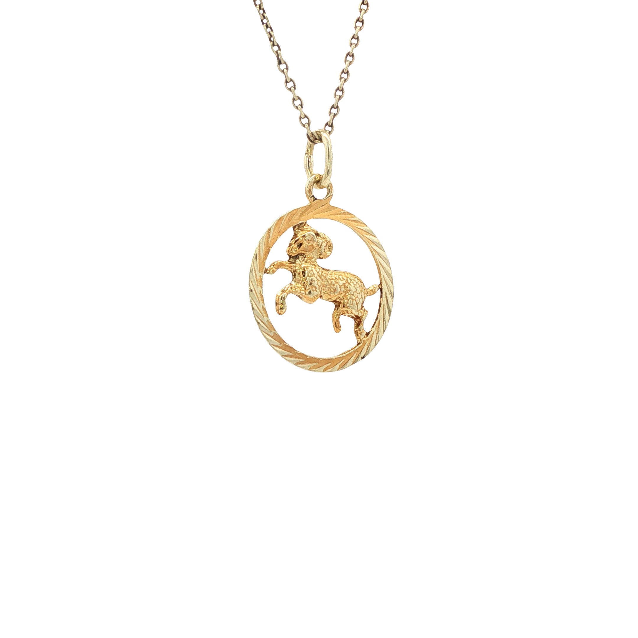 Vintage 14 kt gold Aries zodiac pendant