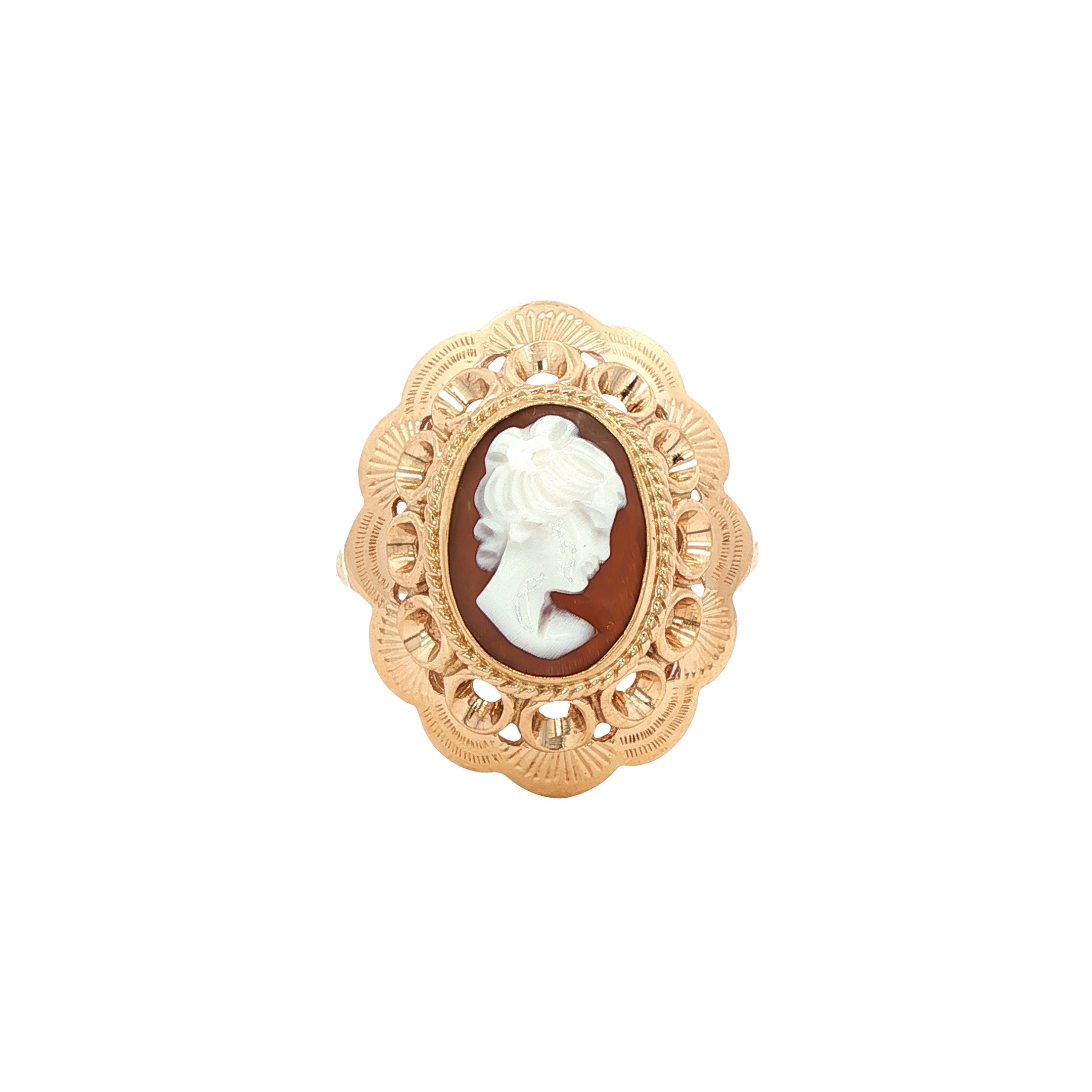 Gouden vintage ring met camee 14 kt