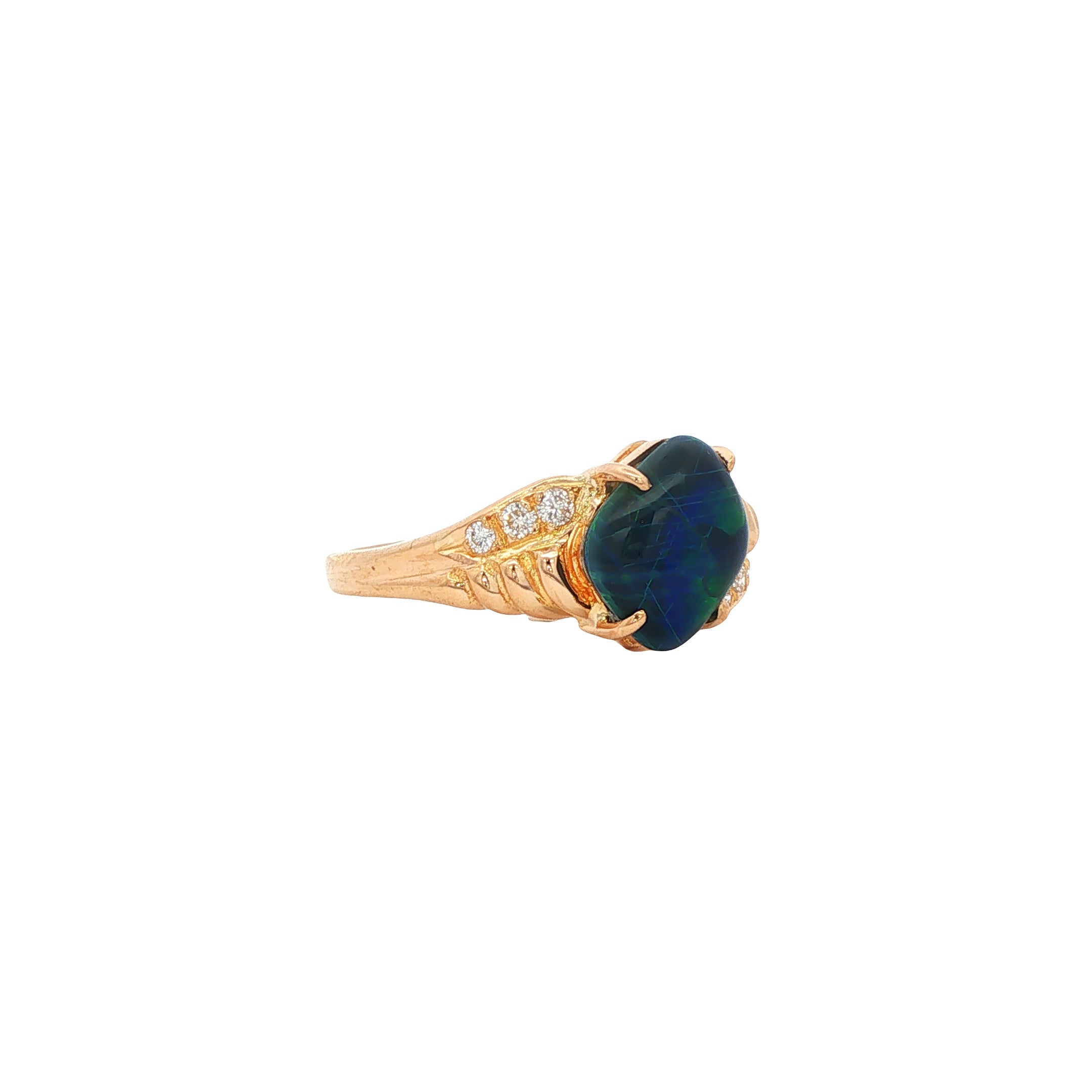 Gouden vintage ring met opaal triplet en diamant 20 kt
