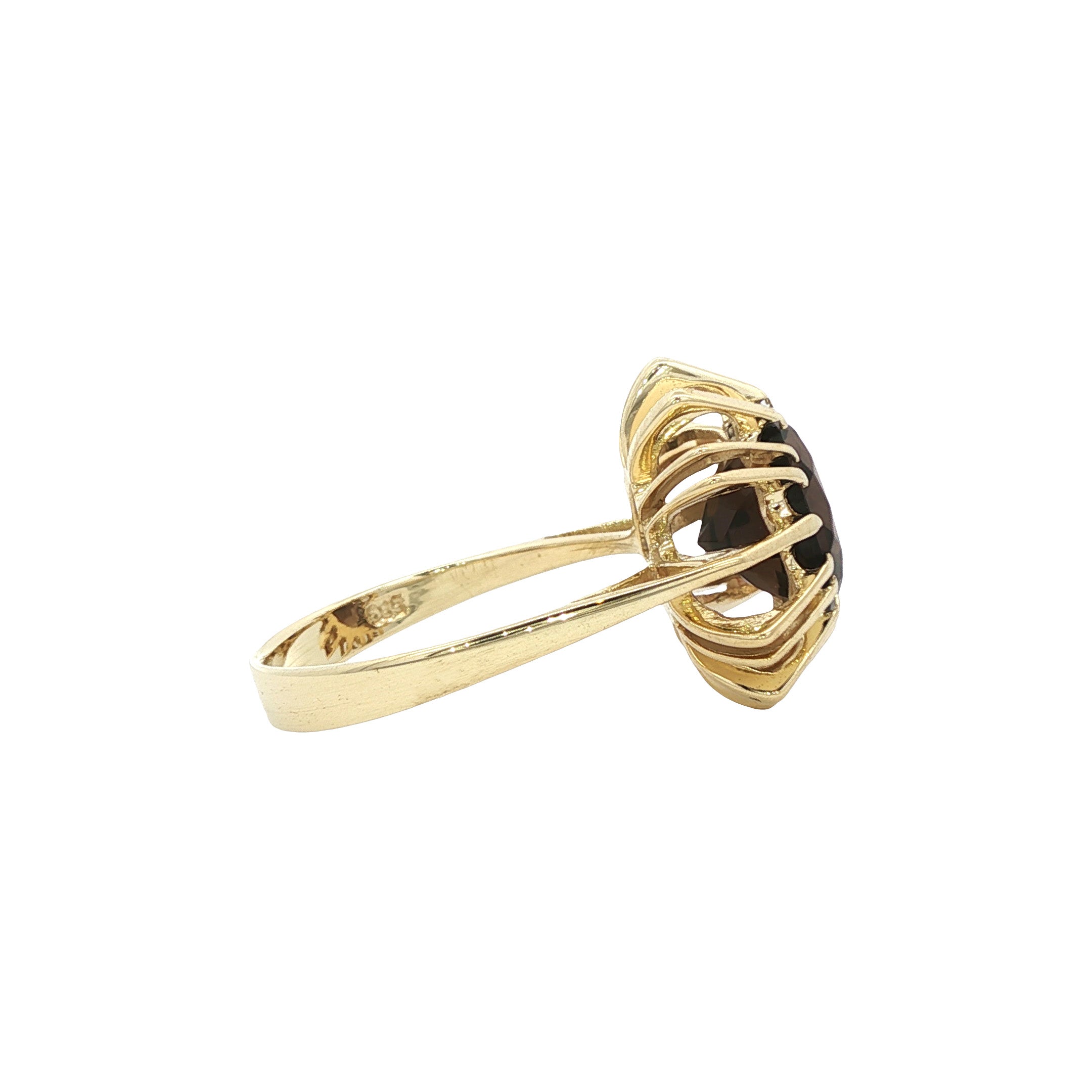 Gouden vintage ring met rookkwarts 14 kt