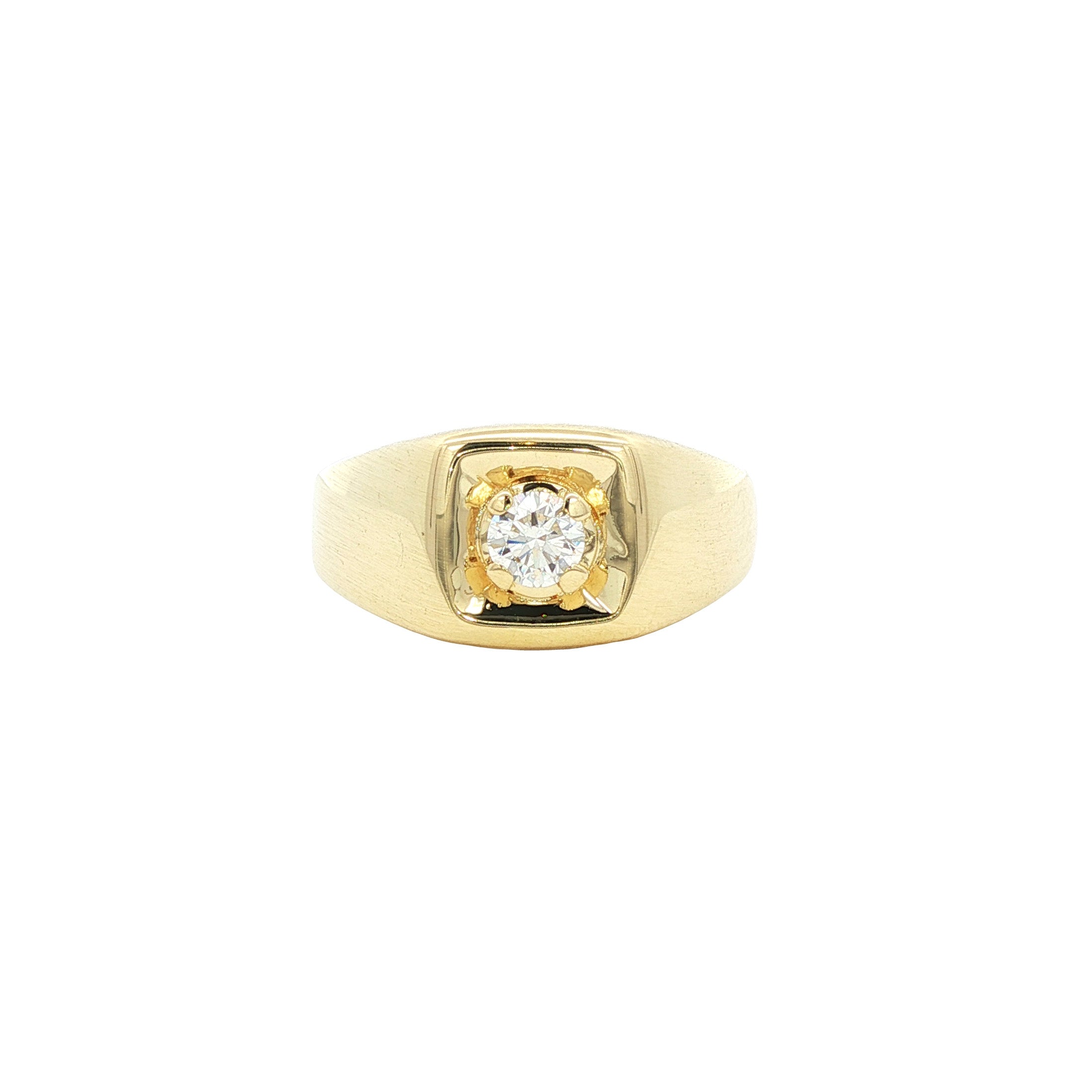 Vintage 14 kt gold signet ring with diamond