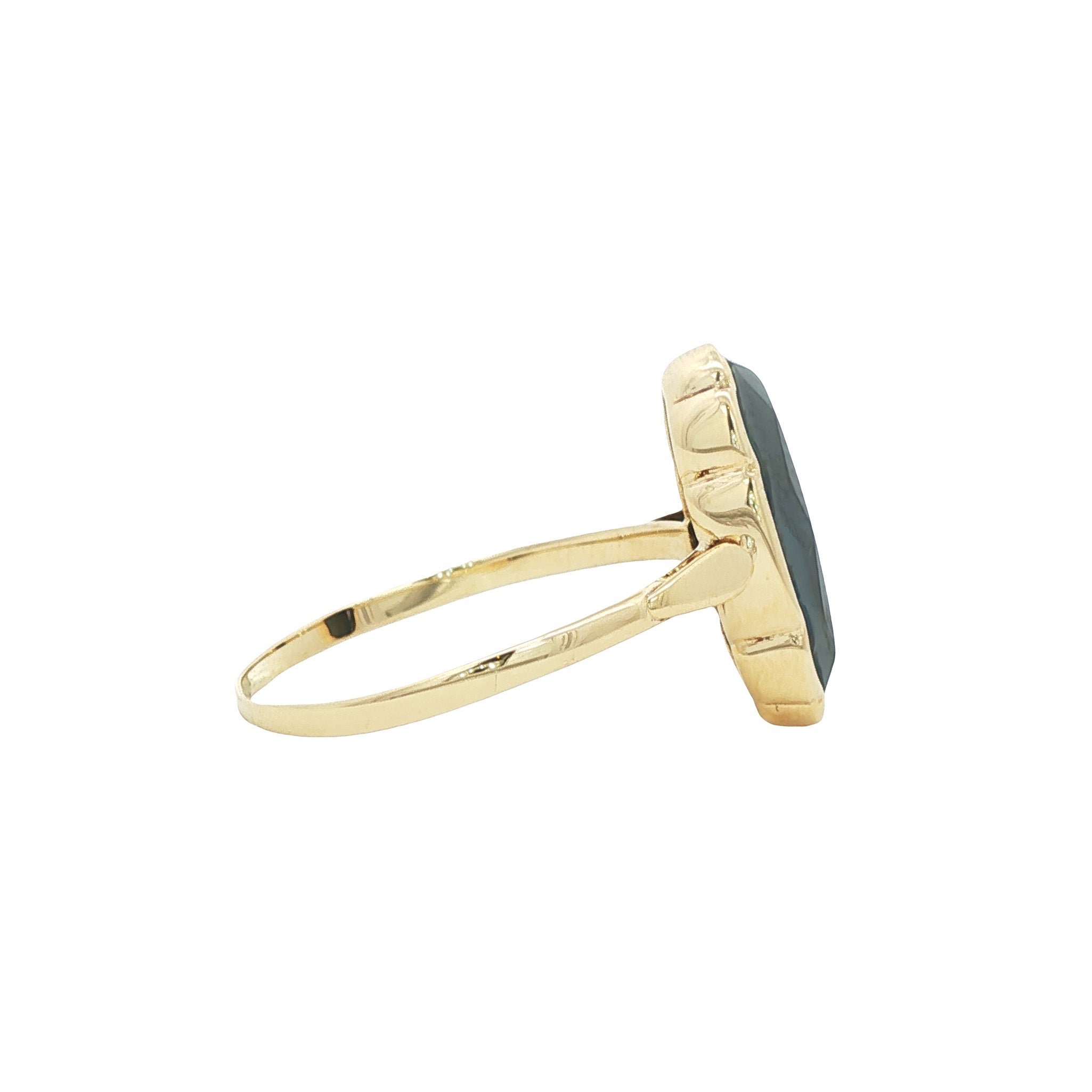 Gouden vintage ring met hematiet 14 kt