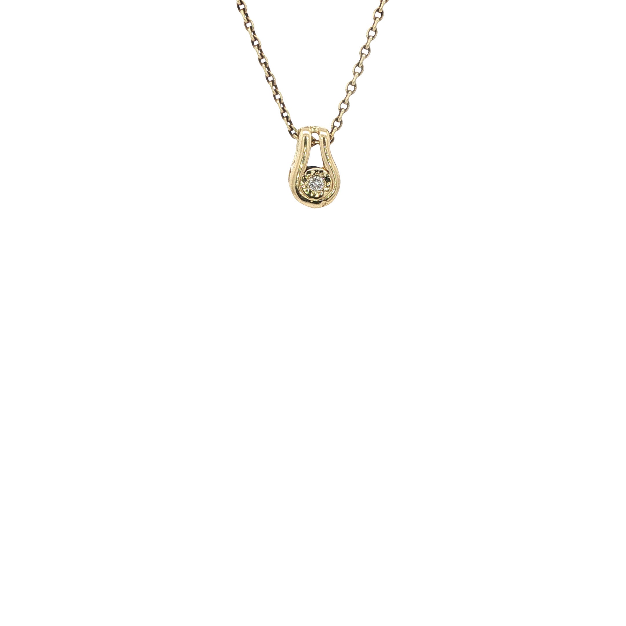 Gouden vintage hanger met saffier en diamant 14 kt
