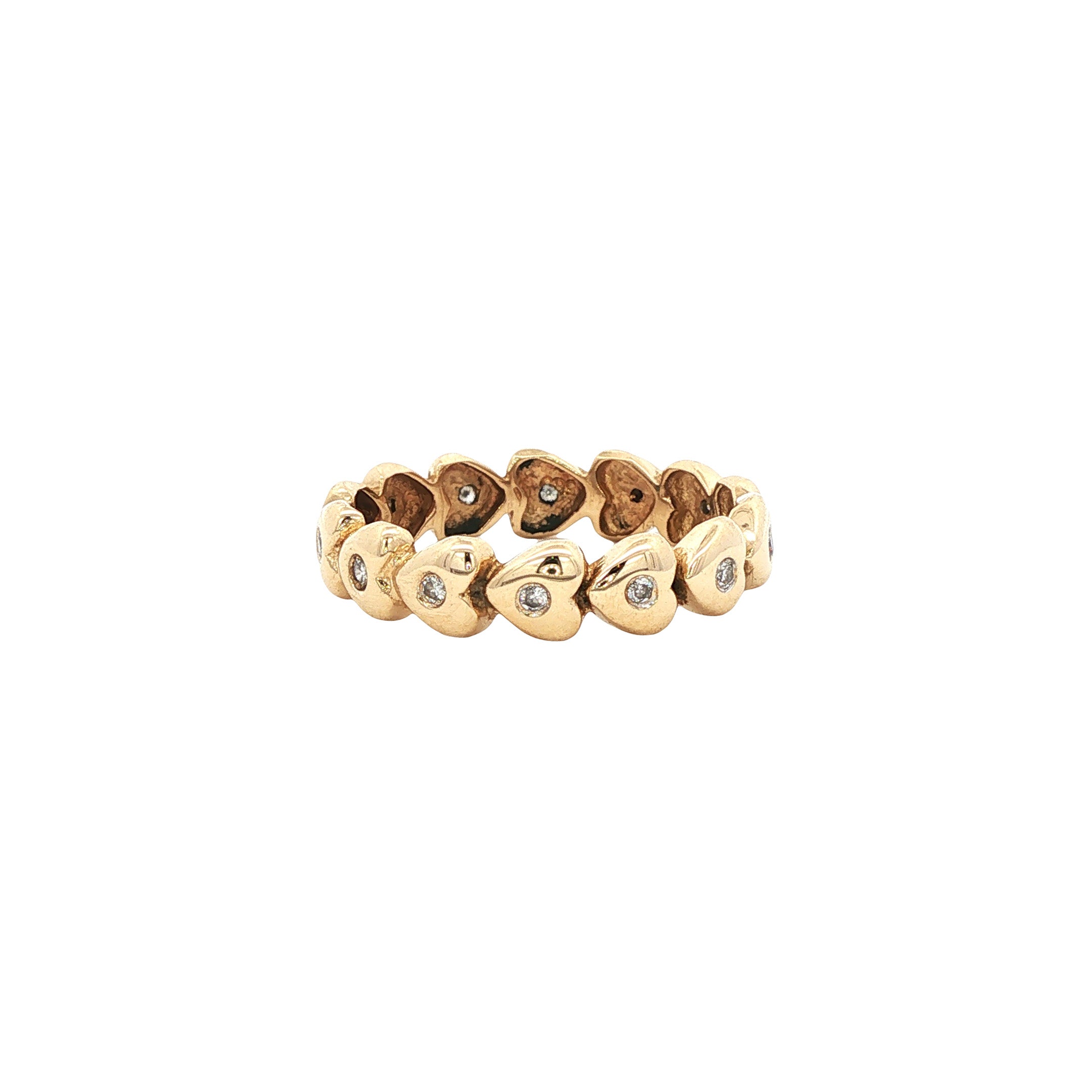 Vintage 14 kt gold heart ring with diamond