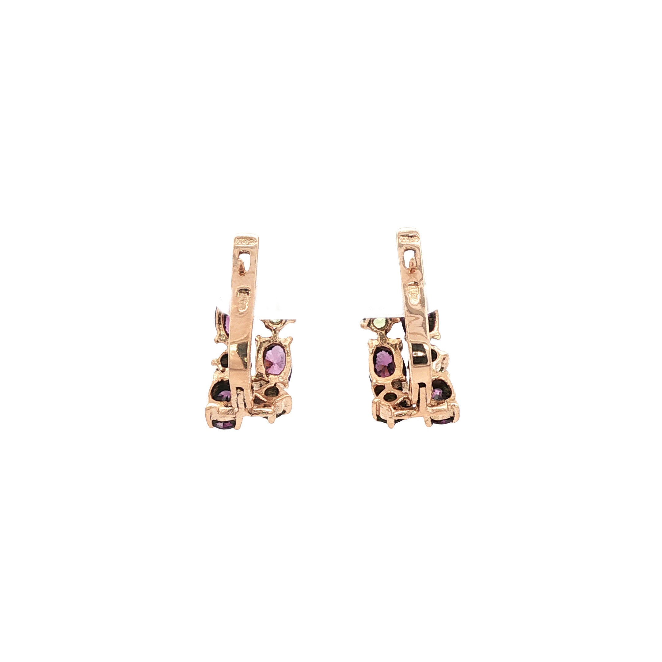 14 kt rose gold stud earrings with cubic zirconia