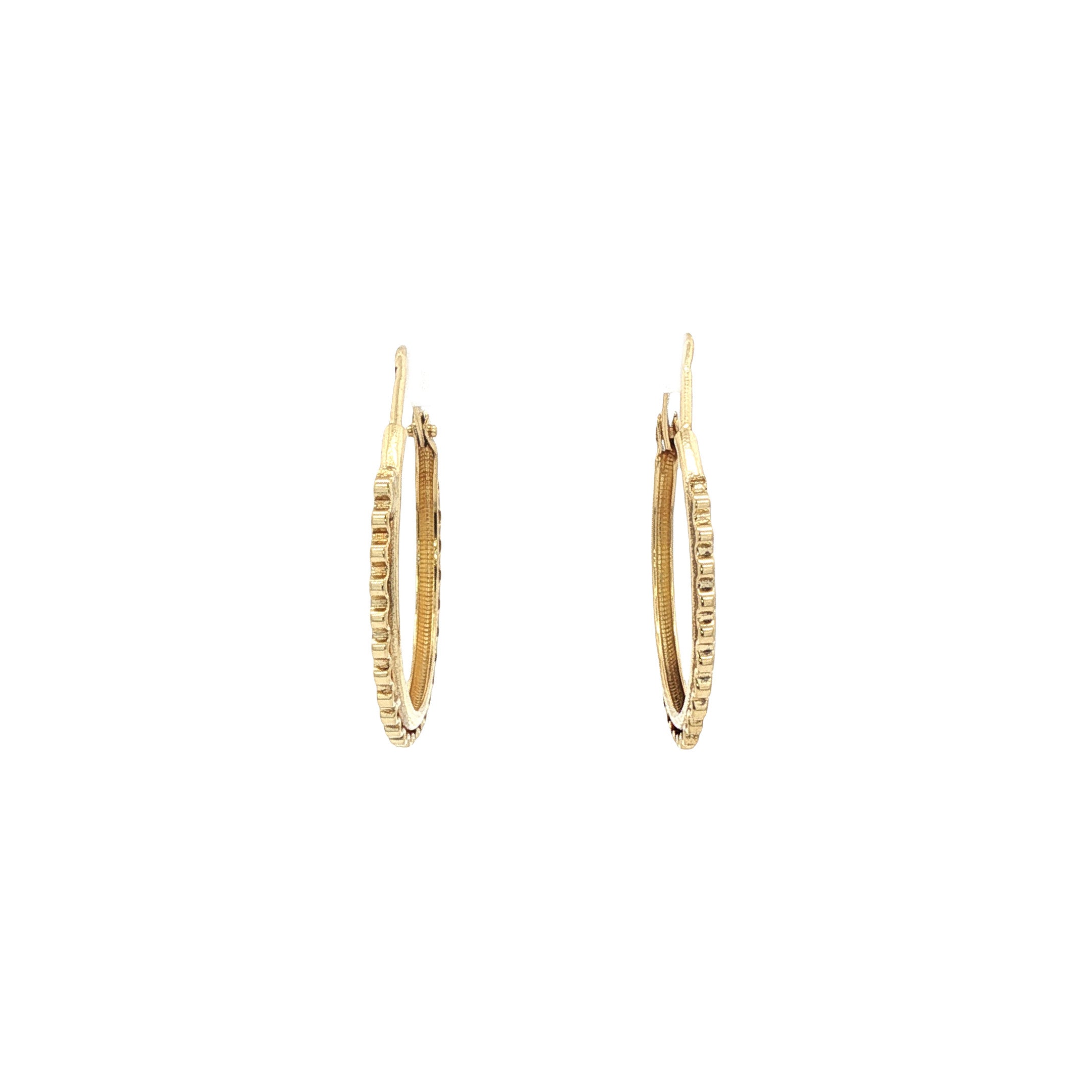 14 kt gold fantasy hoop earrings