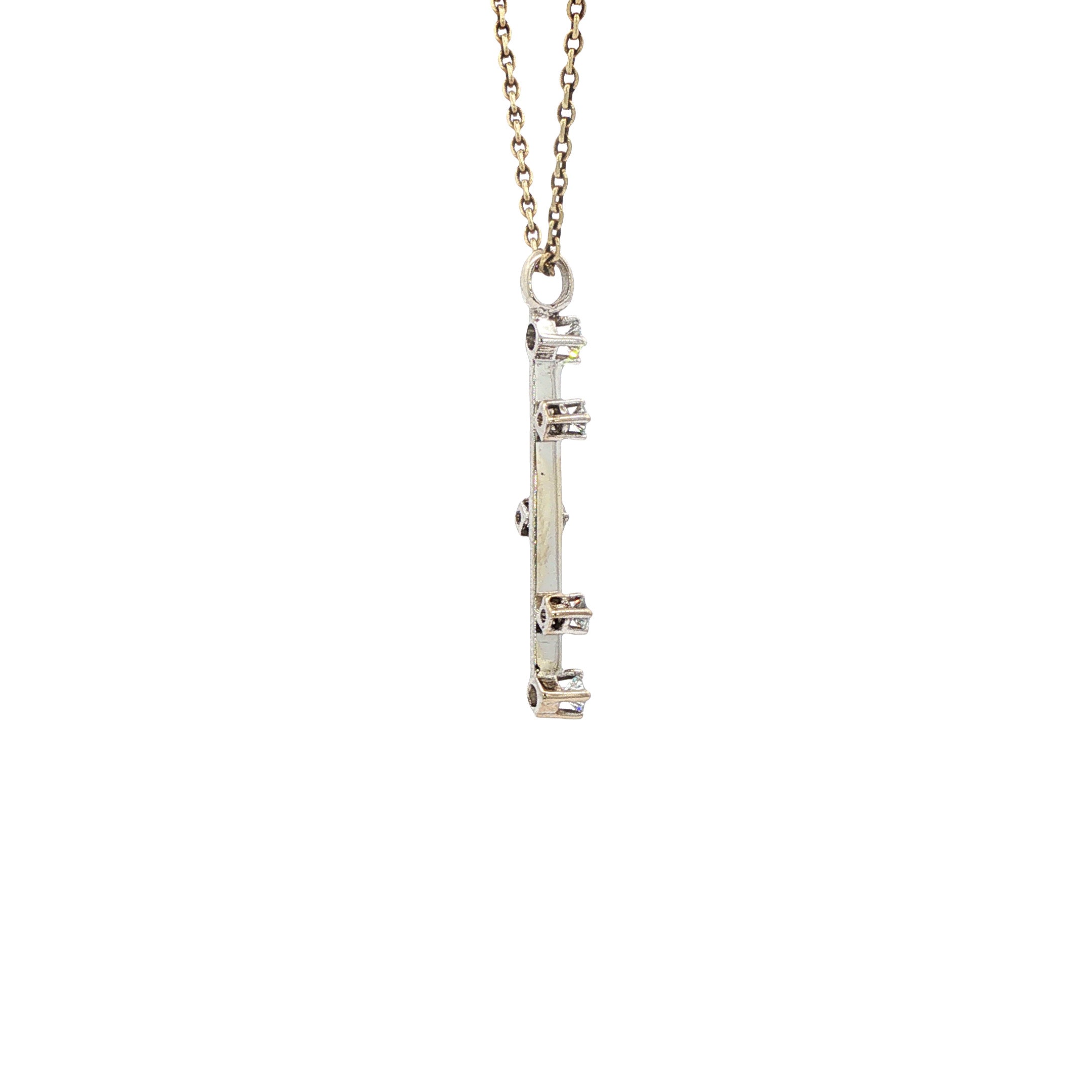 Witgouden vintage hanger met diamant 14 kt