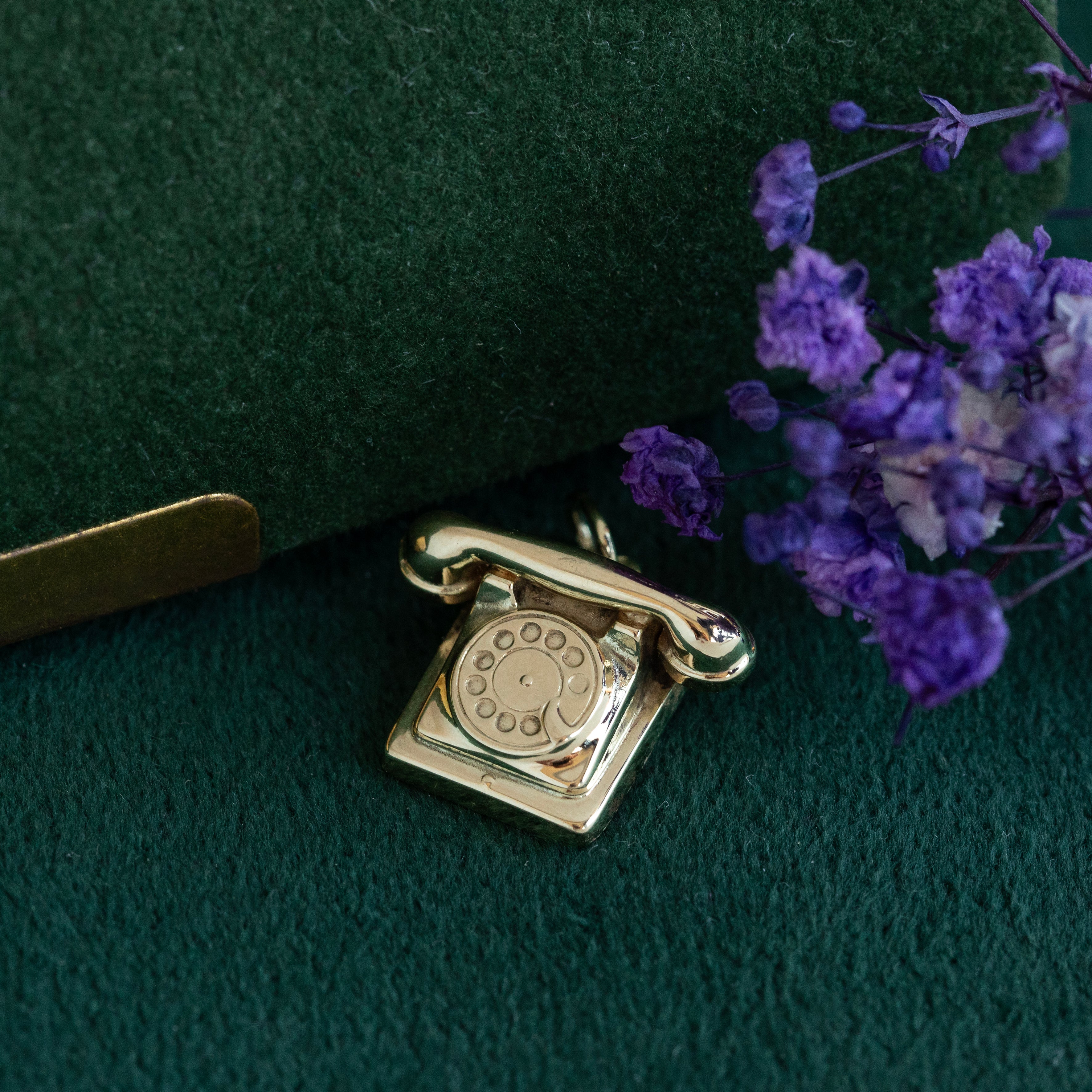Gouden vintage telefoon hanger 14 kt