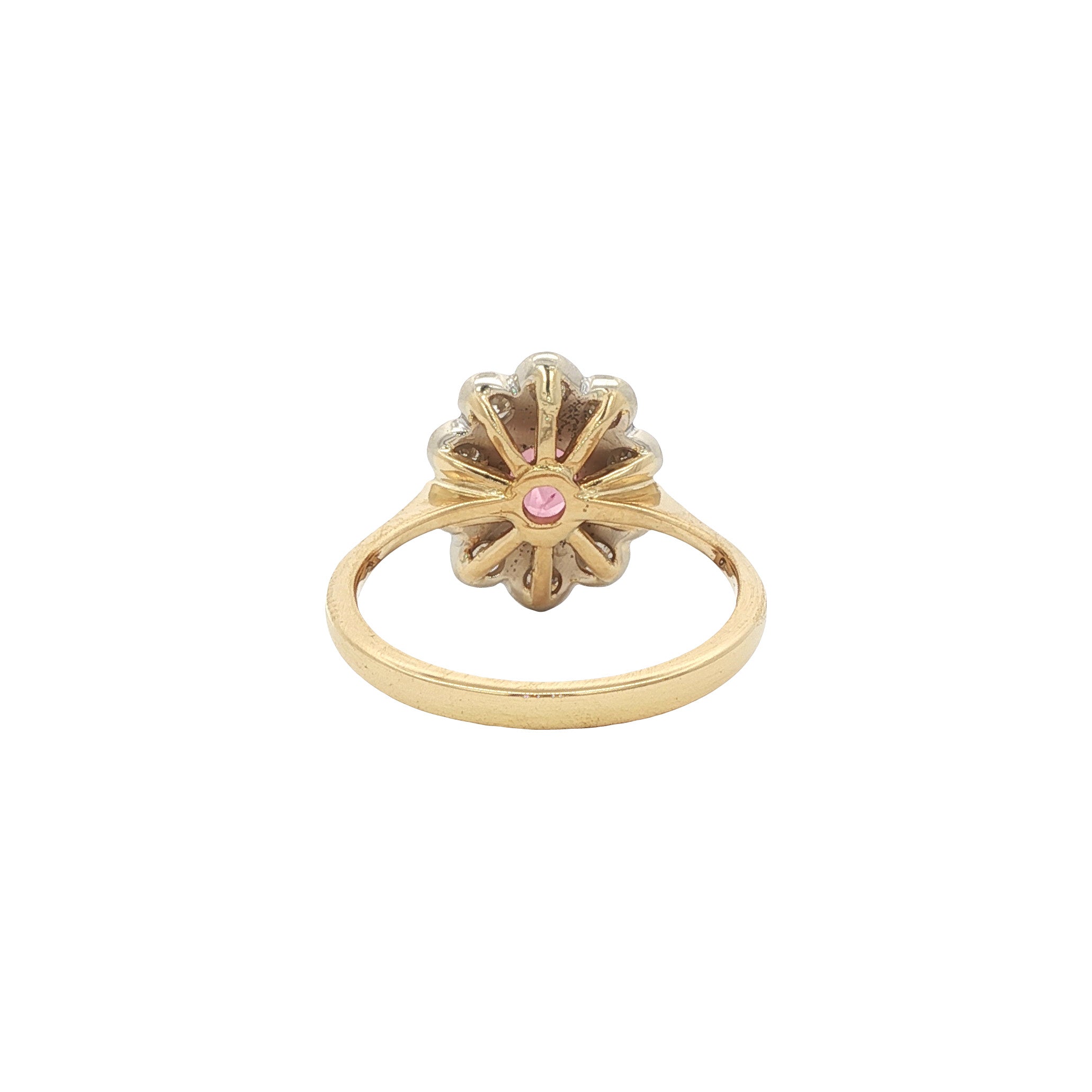 Gouden ring met robijn en diamant 18 kt