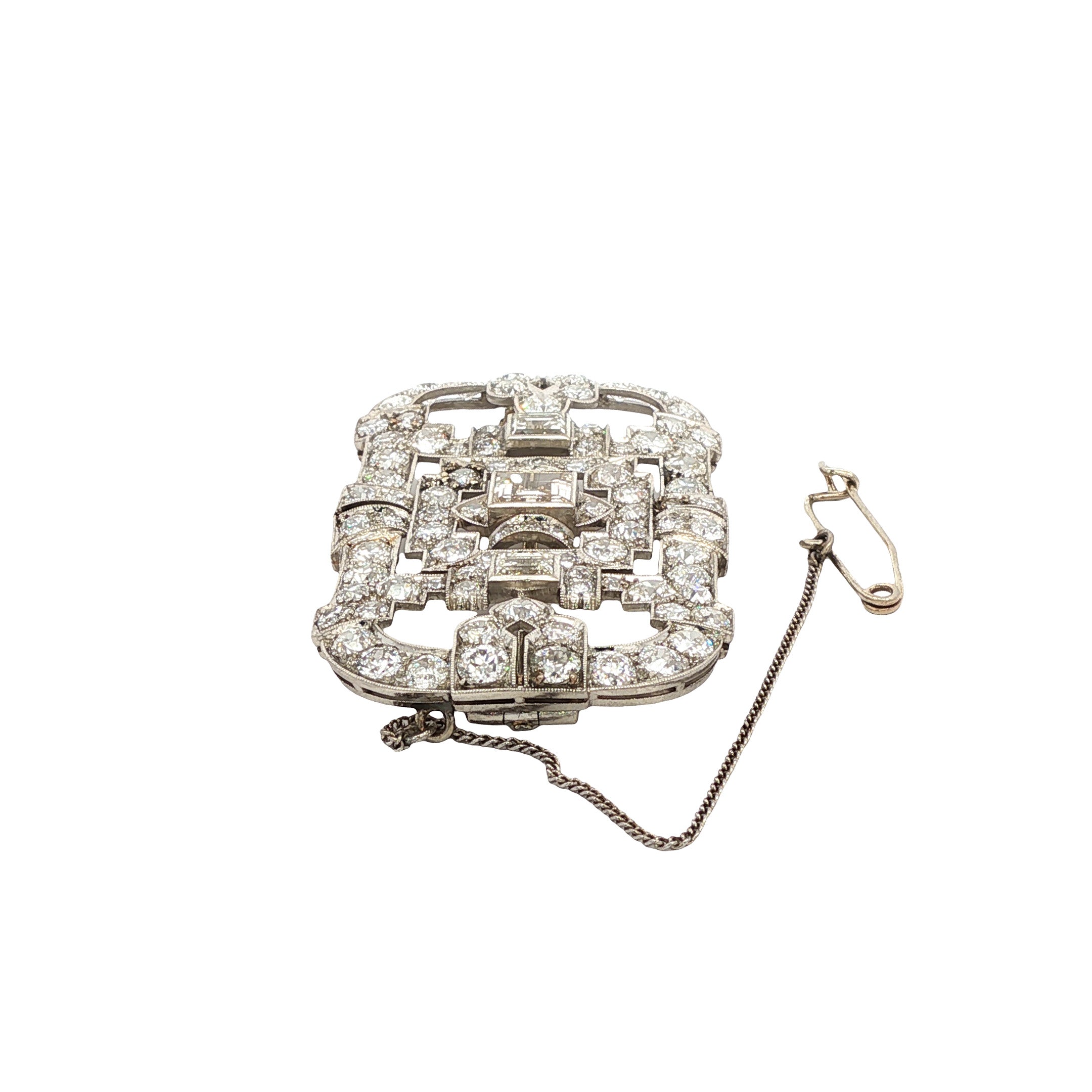 VIntage platina broche met diamant 14 kt/950