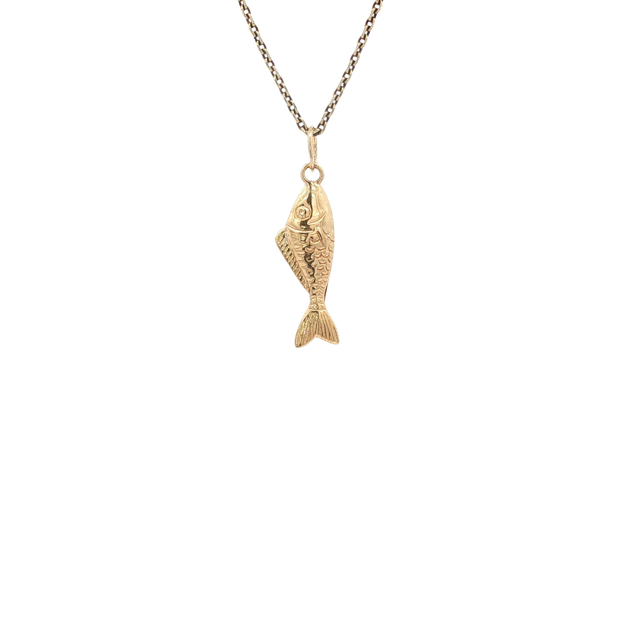 Golden vintage fish pendant 14 kt