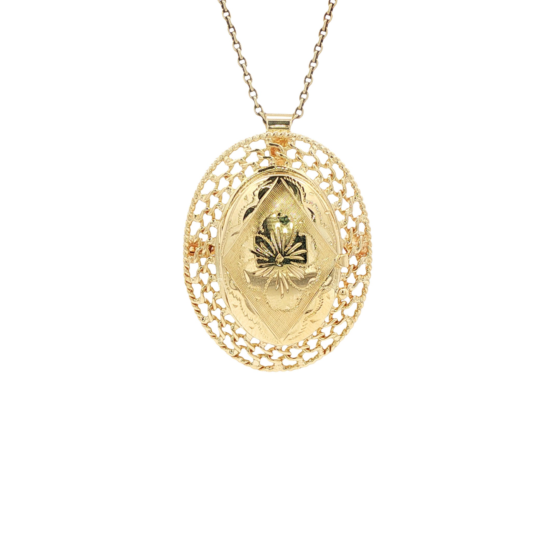 14 kt gold medallion pendant with engraving