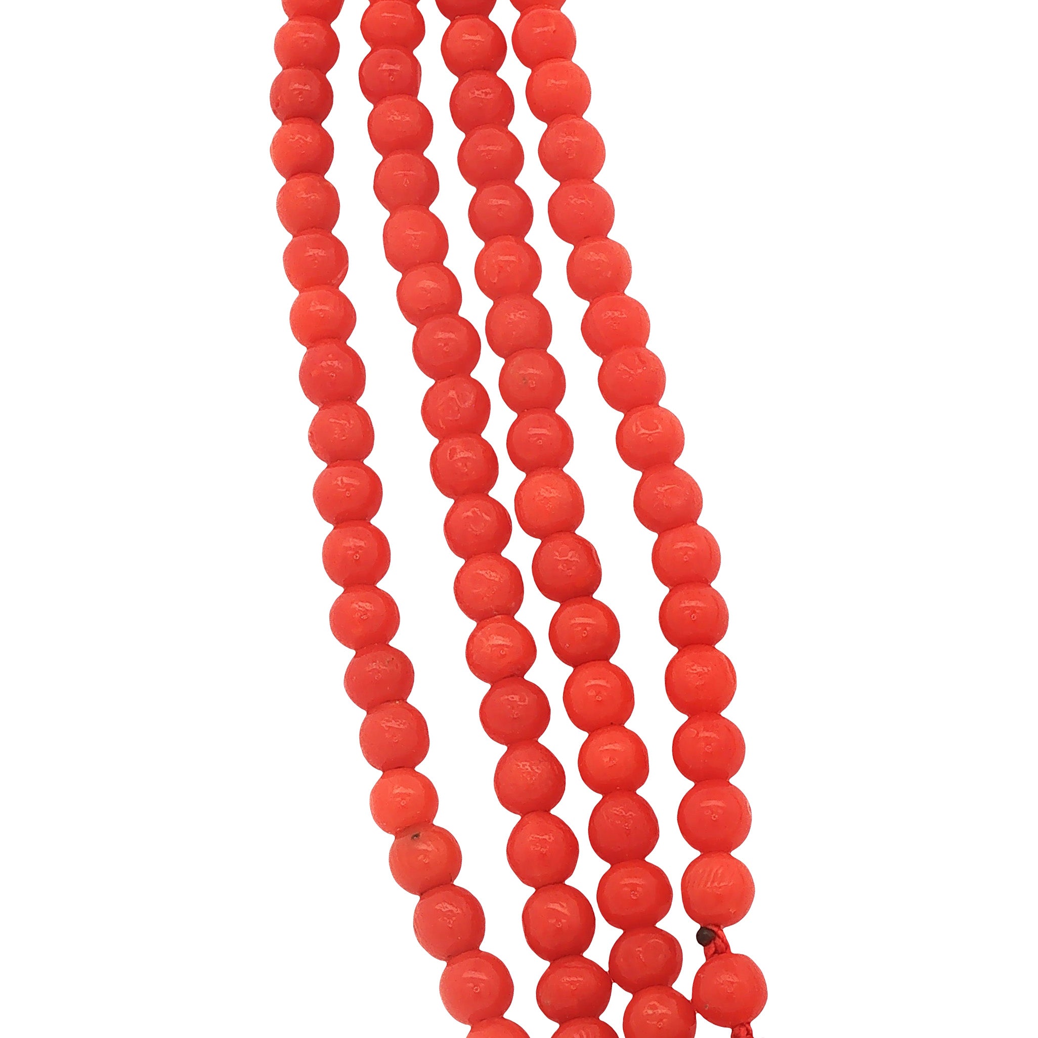 Vintage bloedkoraal collier met gouden sluiting 14 kt