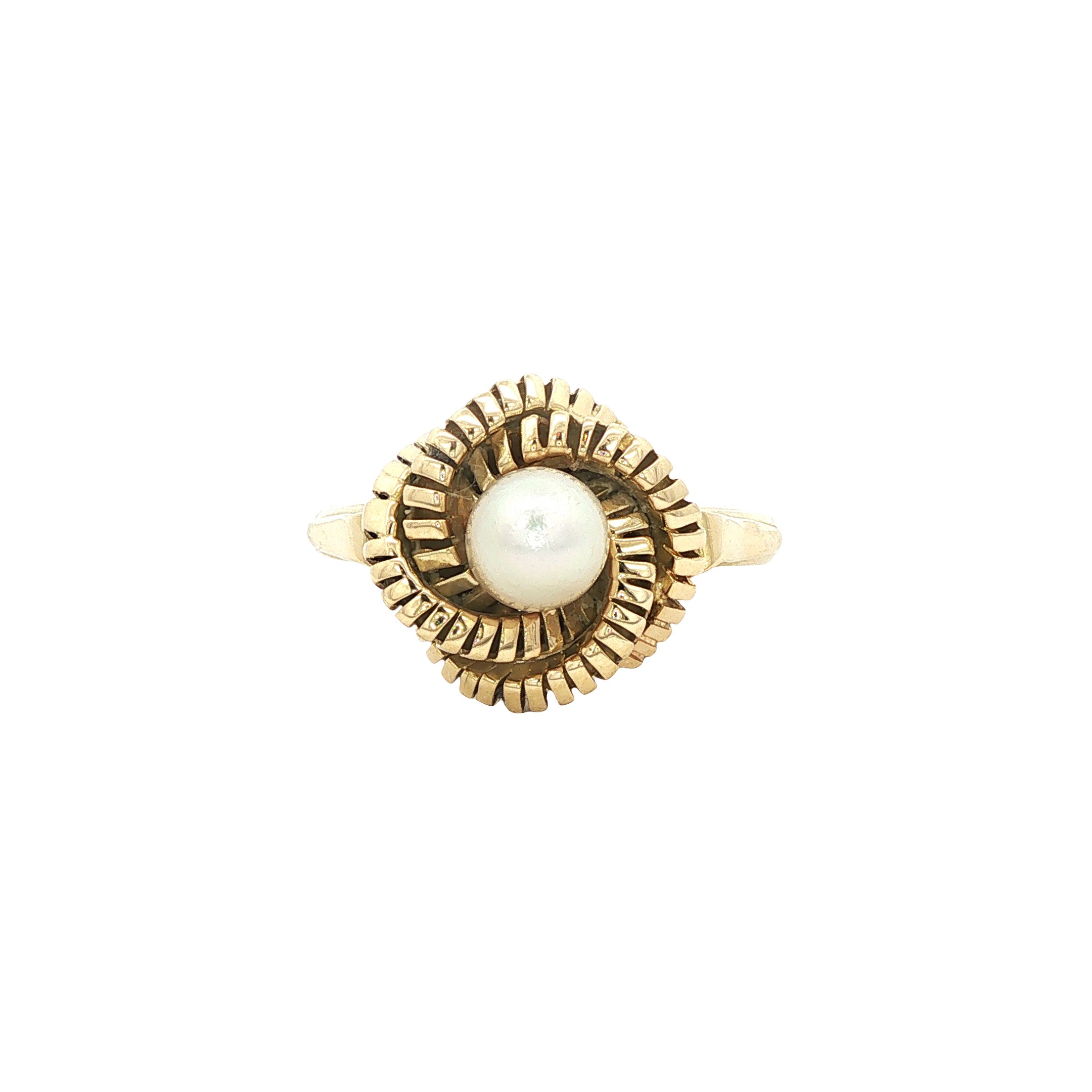 Gouden vintage ring met parel 14 kt