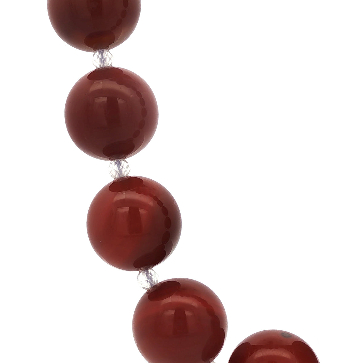 Carnelian and moonstone necklace with 14 kt gold clasp