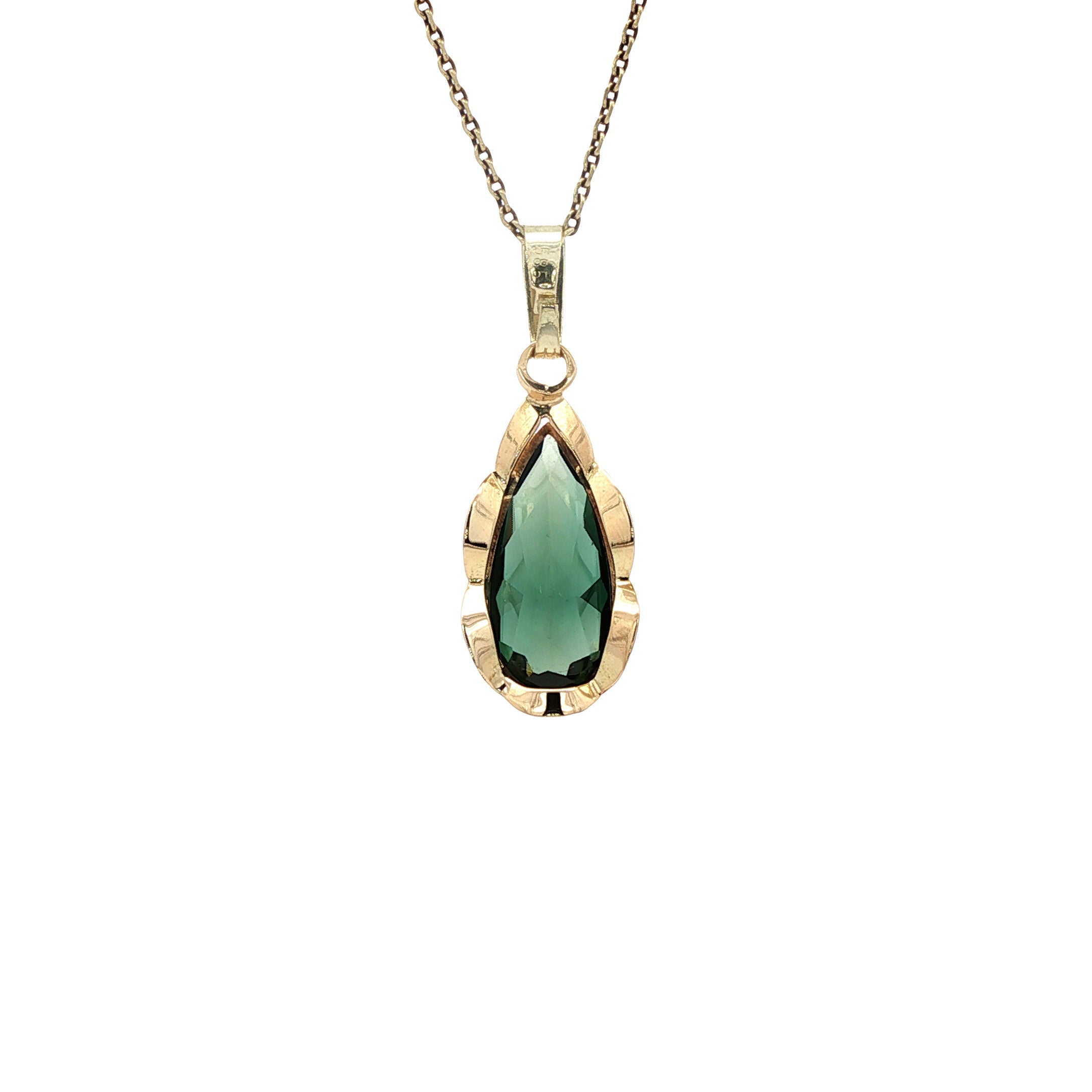 Gouden vintage hanger met spinel 14 kt