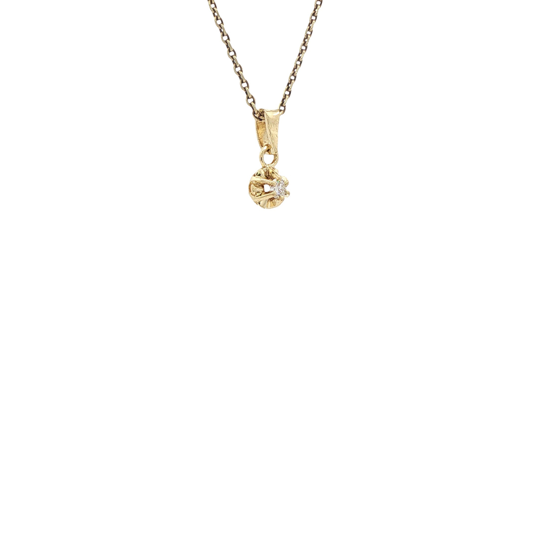 Gouden vintage hanger met diamant 14 kt