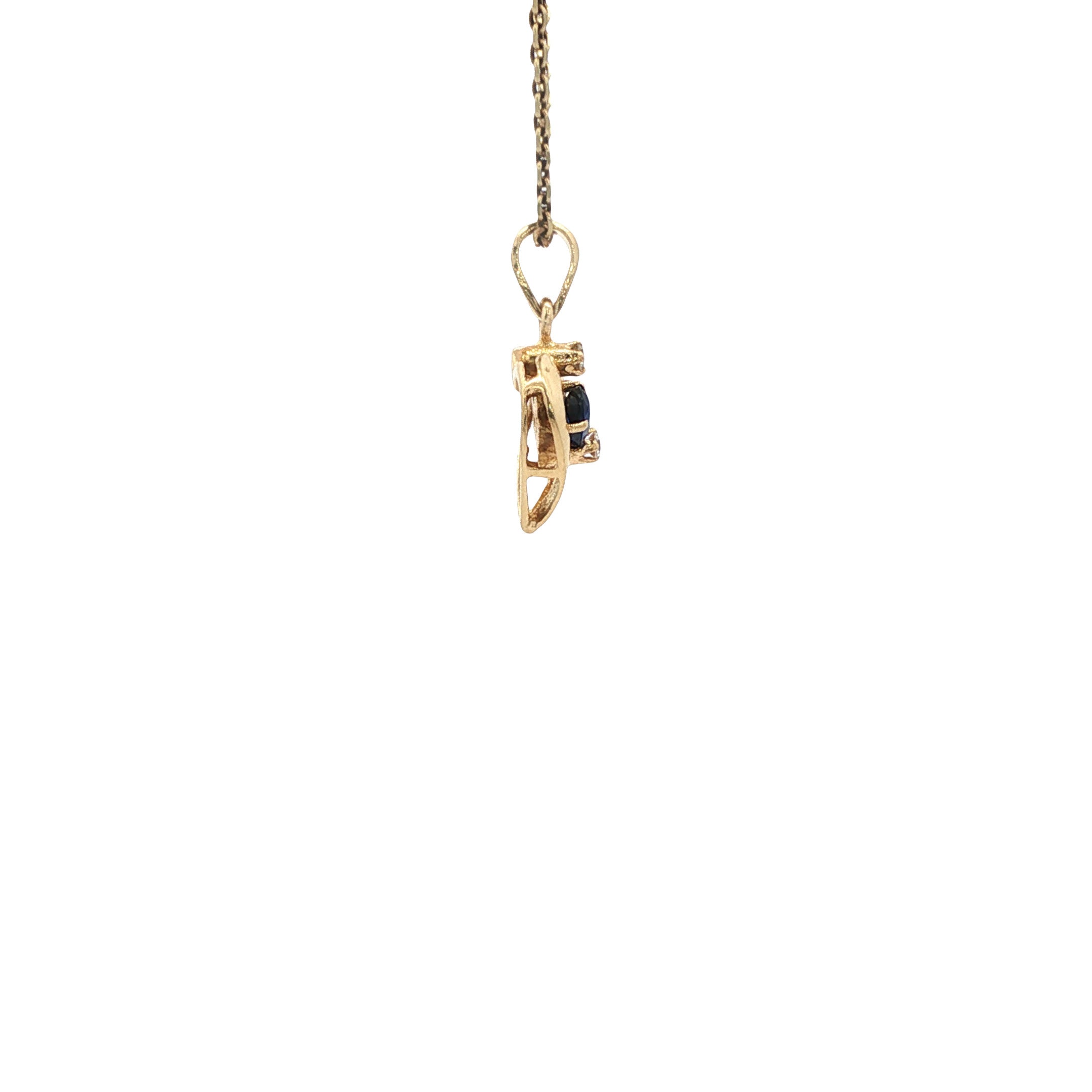 Gouden vintage hart hanger met saffier en zirkonia 14 kt