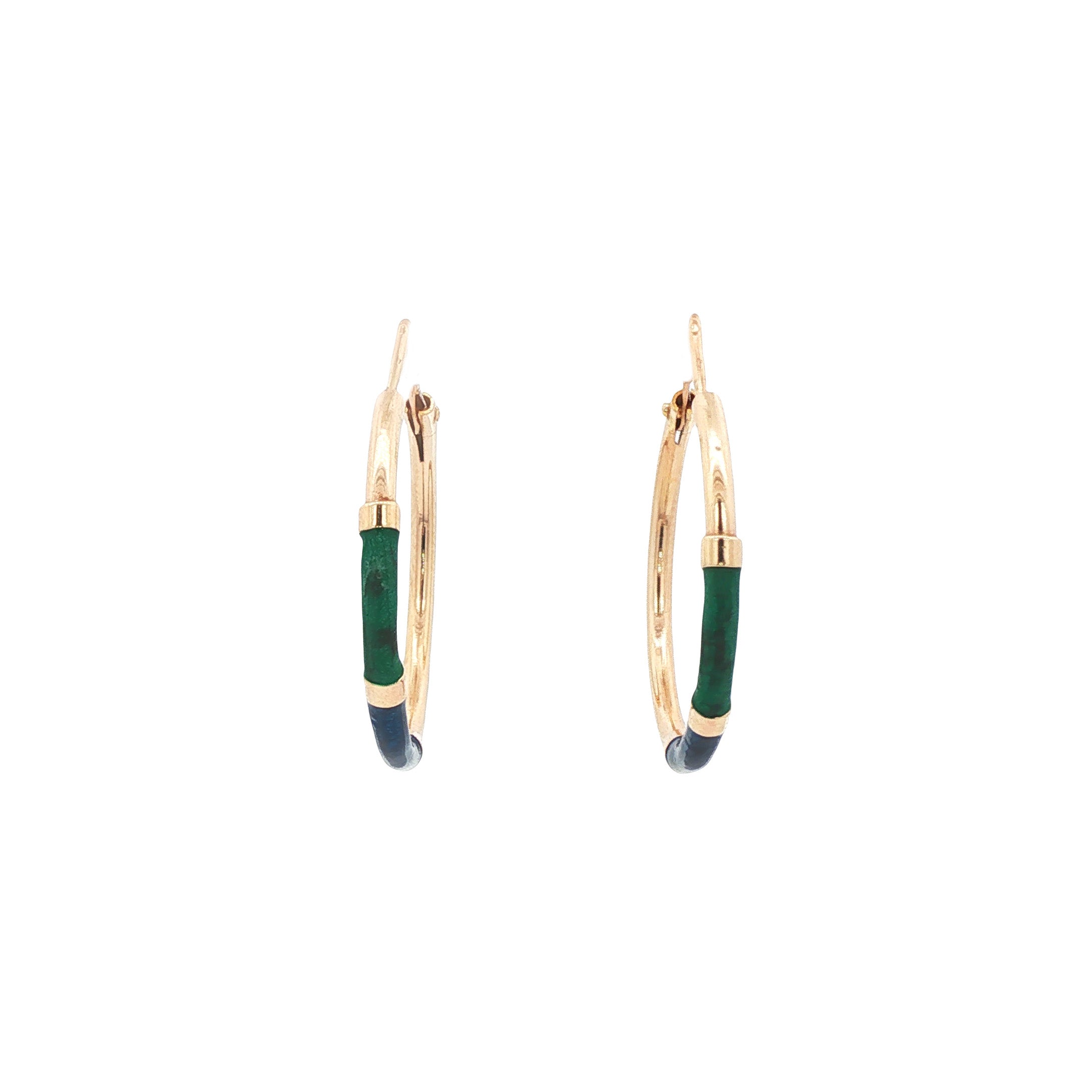 Gouden vintage oorringen met emaille 14 kt