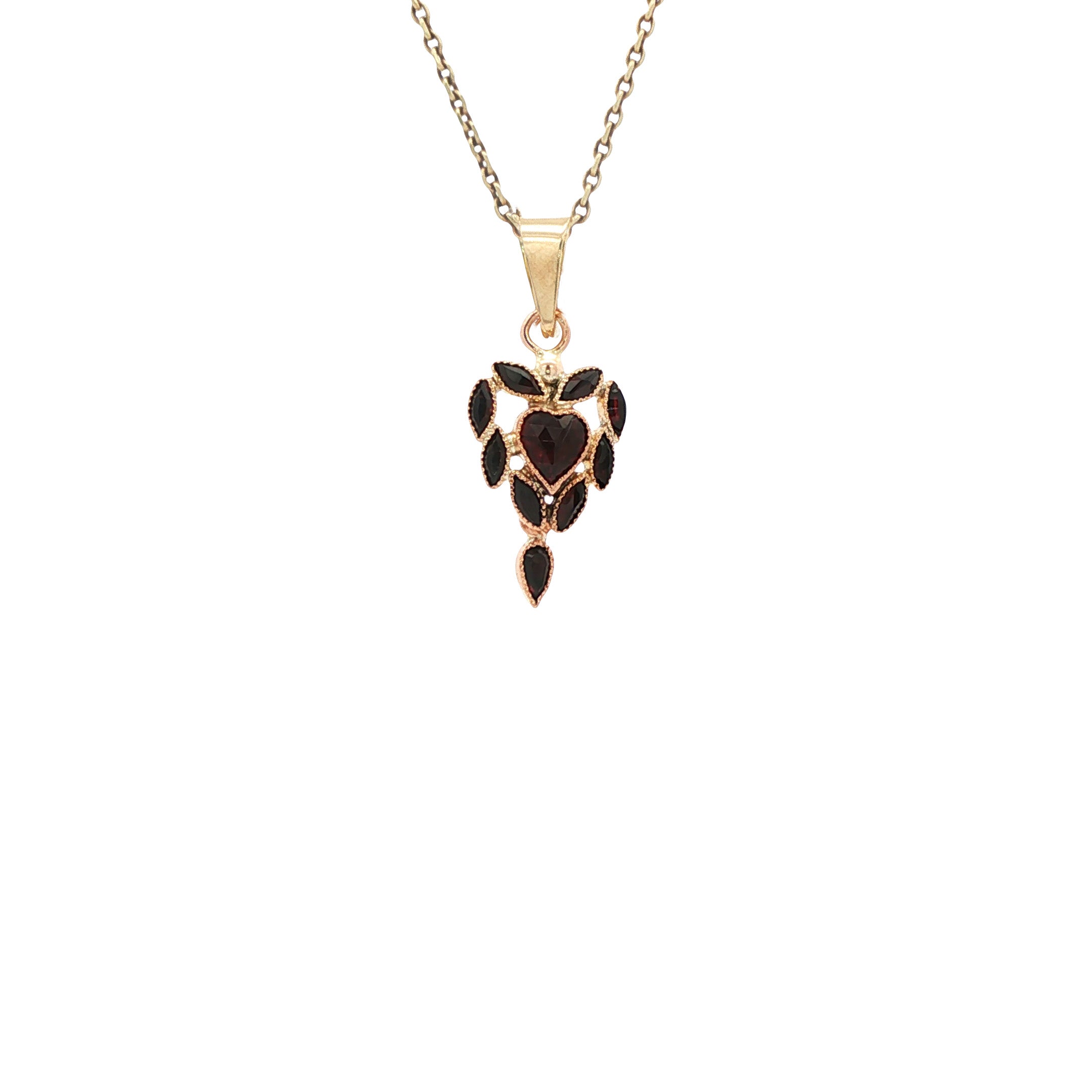 Roségouden vintage hanger met granaat 14 kt