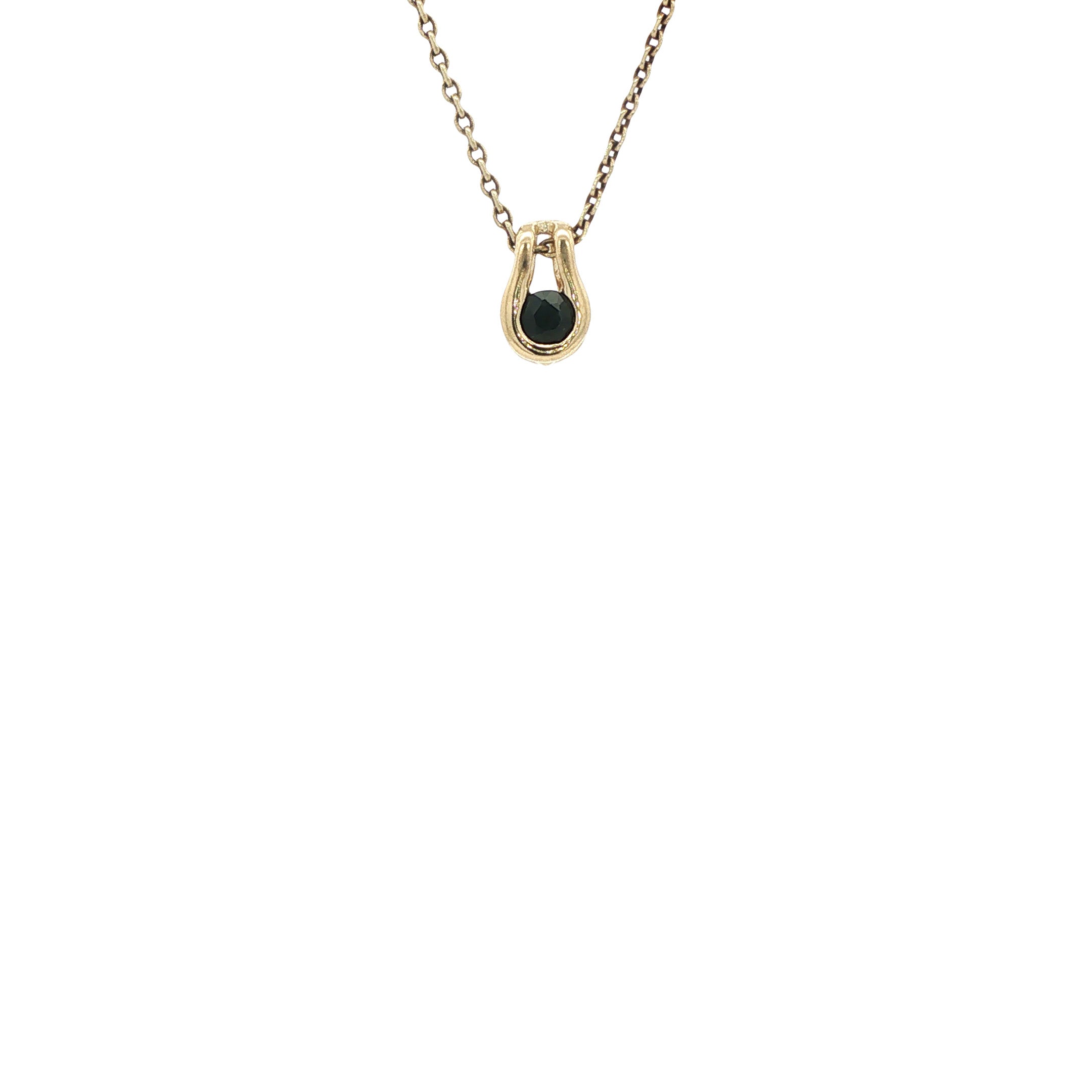 Gouden vintage hanger met saffier en diamant 14 kt