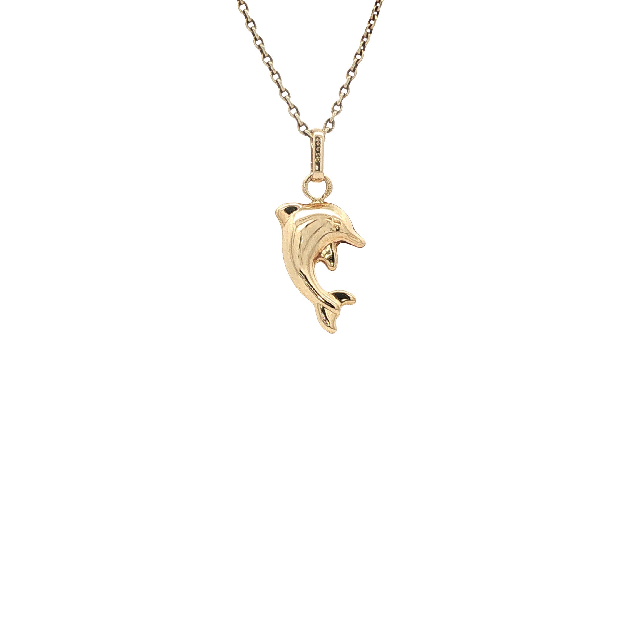 Gouden vintage dolfijn hanger met diamant 14 kt