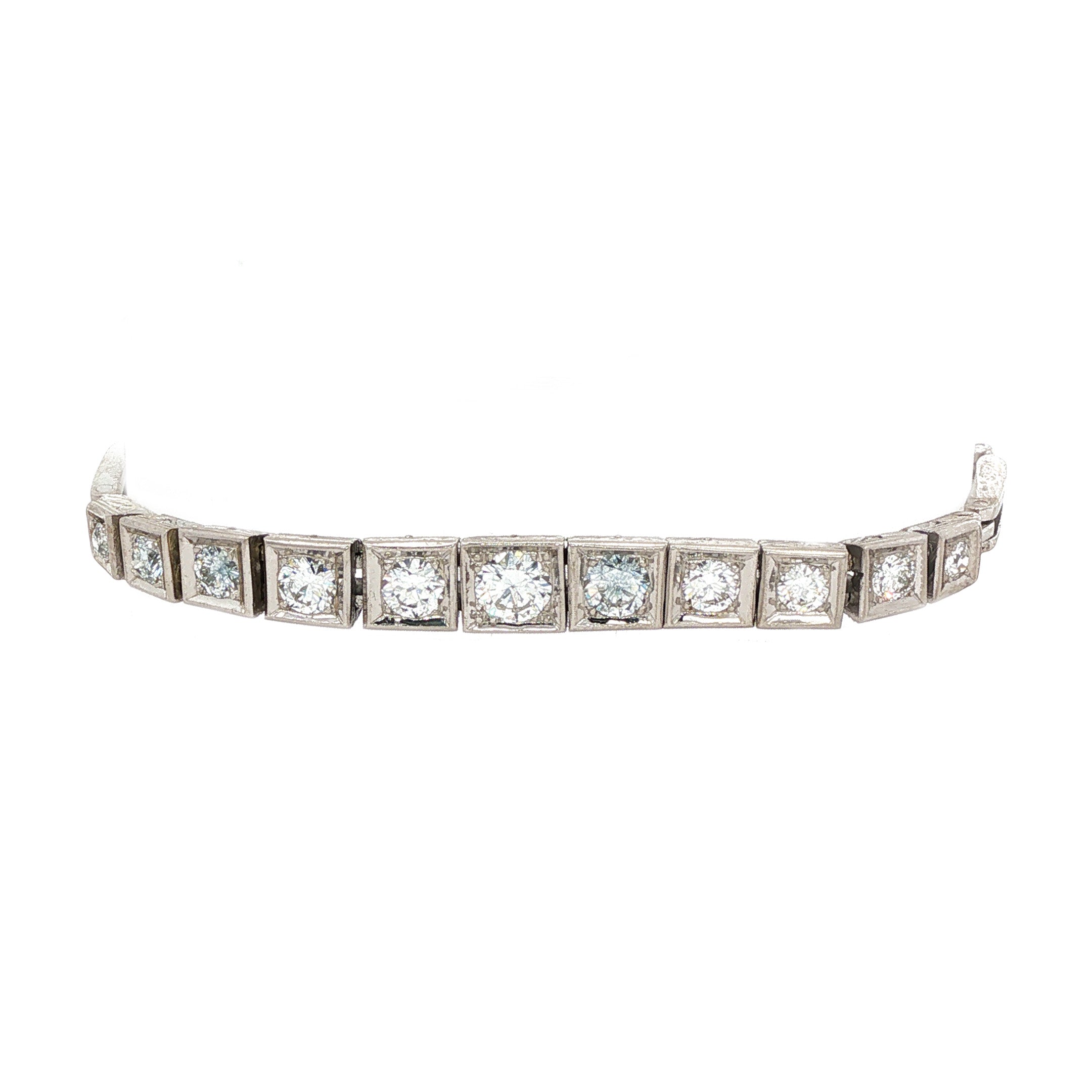 Vintage 12 kt white gold bracelet with diamond