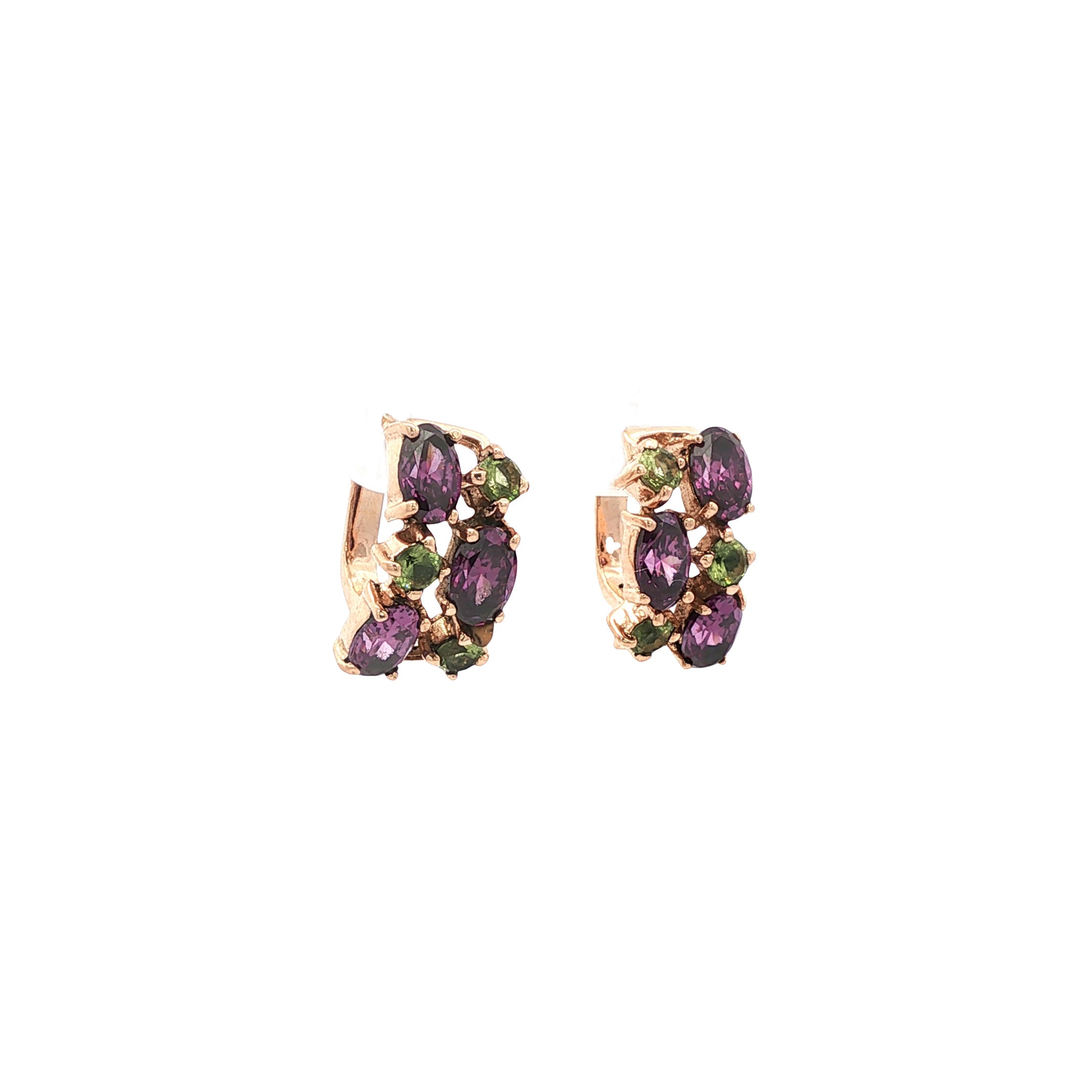14 kt rose gold stud earrings with cubic zirconia