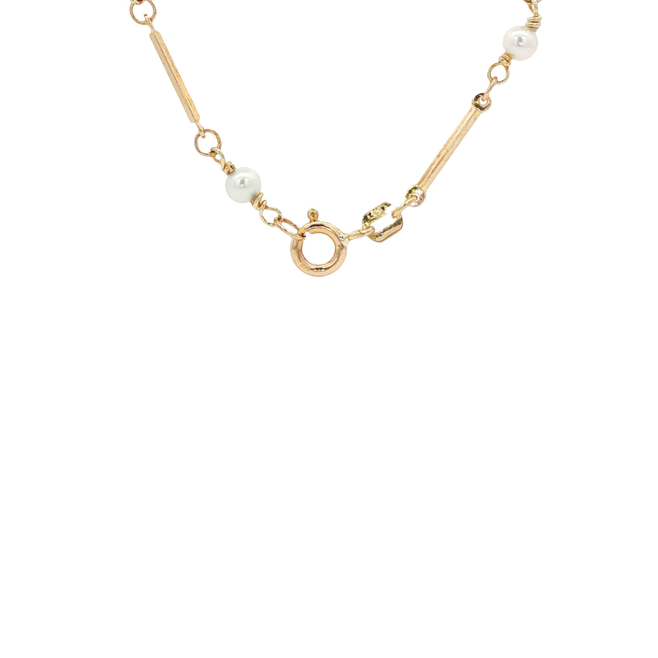 14 kt vintage gold necklace with a pearl