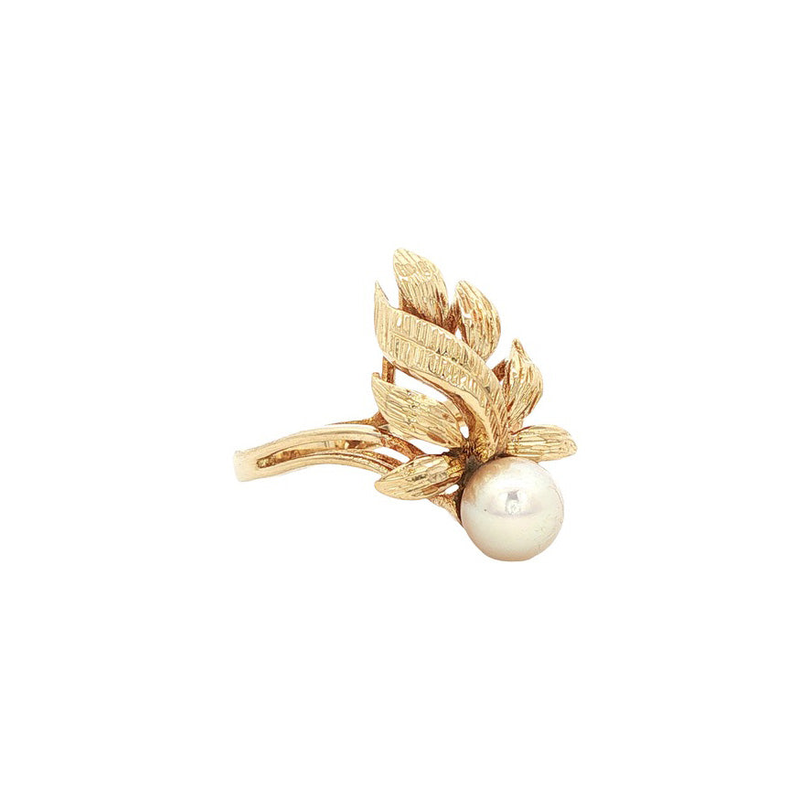 Vintage 14 kt gold ring with pearl