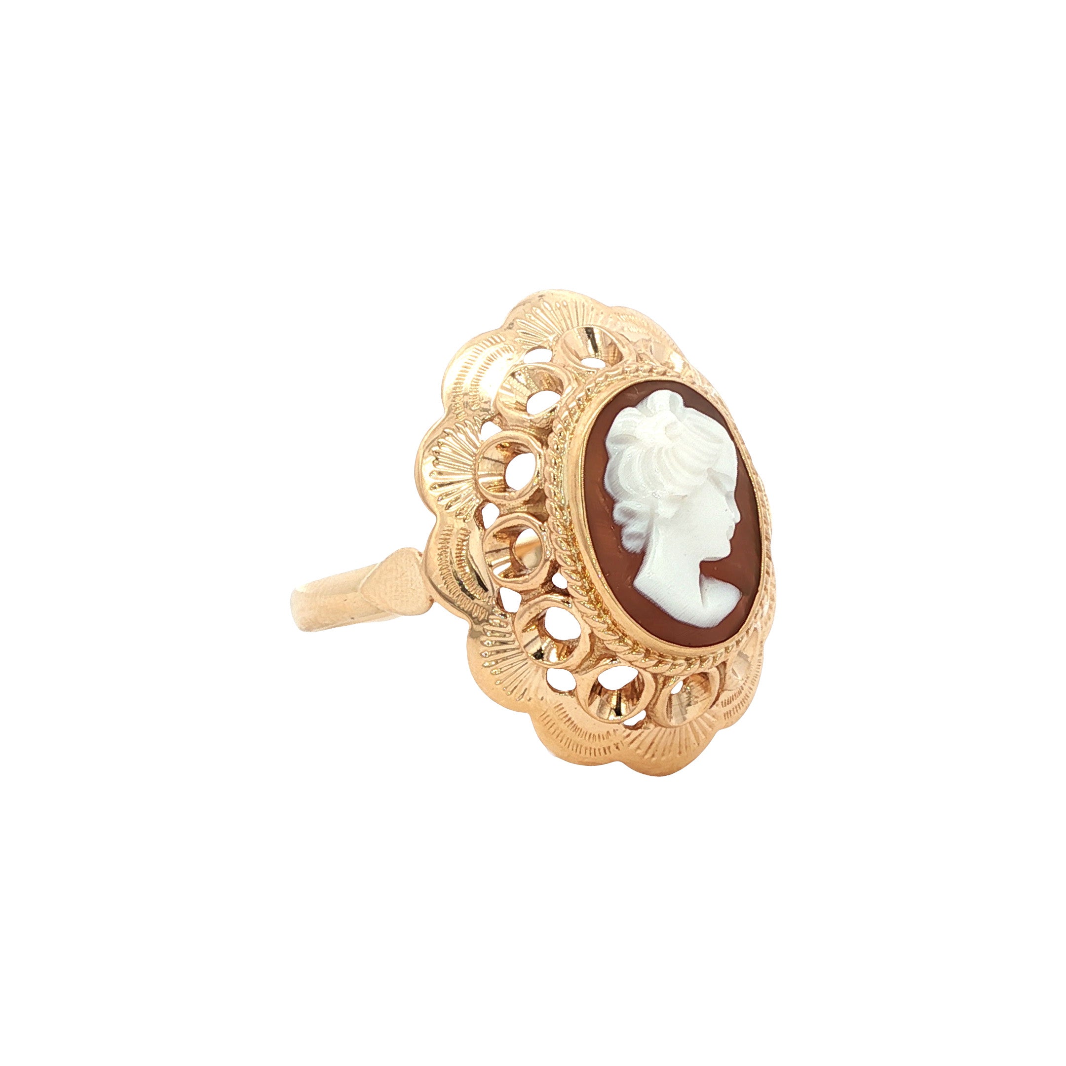 Gouden vintage ring met camee 14 kt