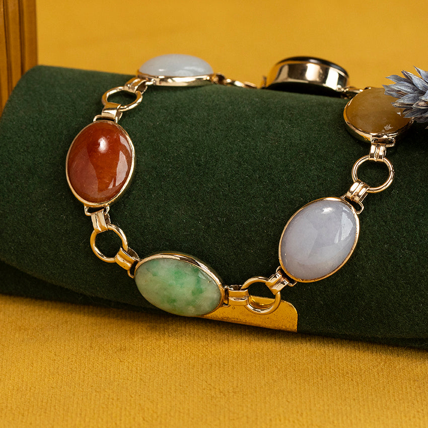 Gouden armband met jade 14 kt