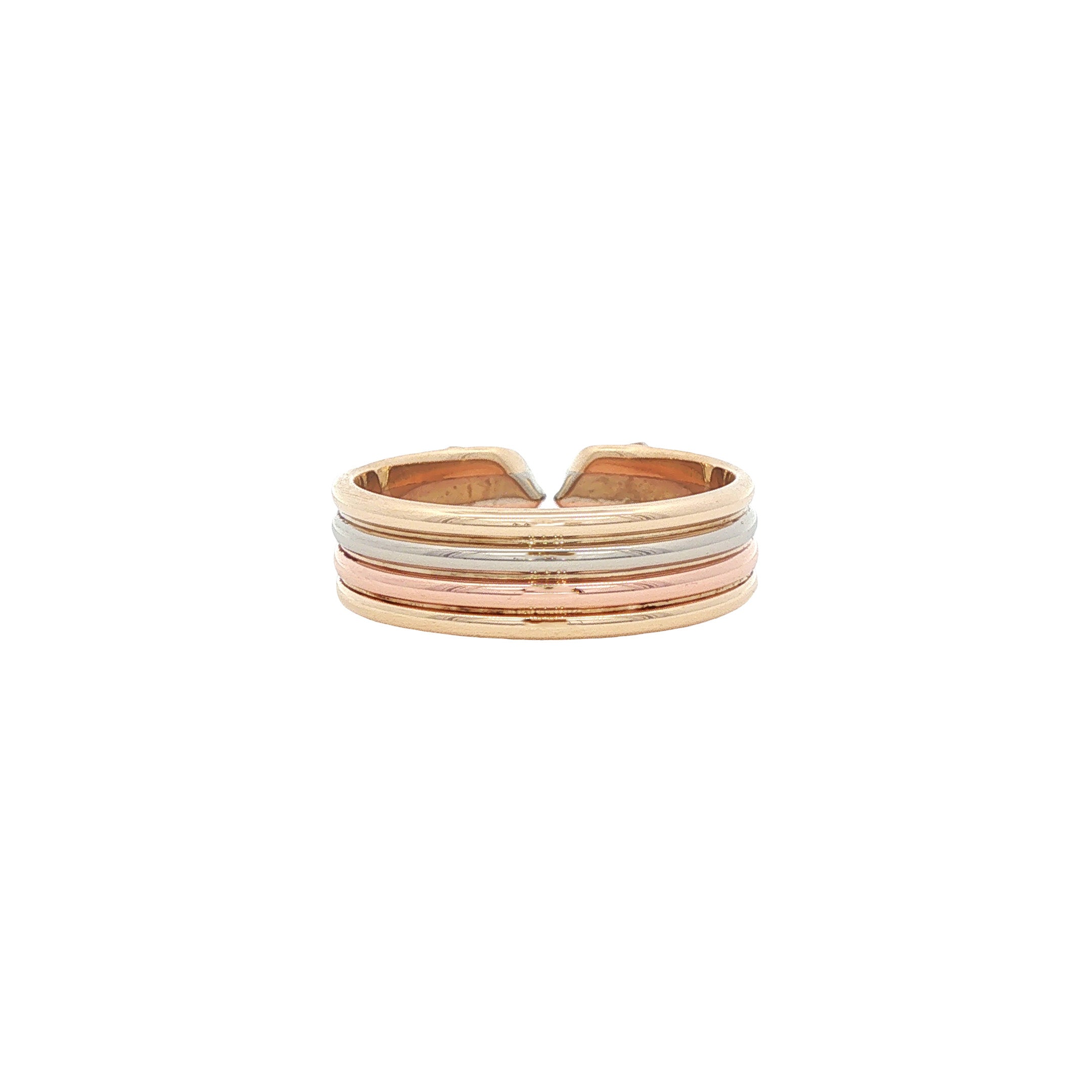 Tricolour vintage gouden ring met diamant 14 kt