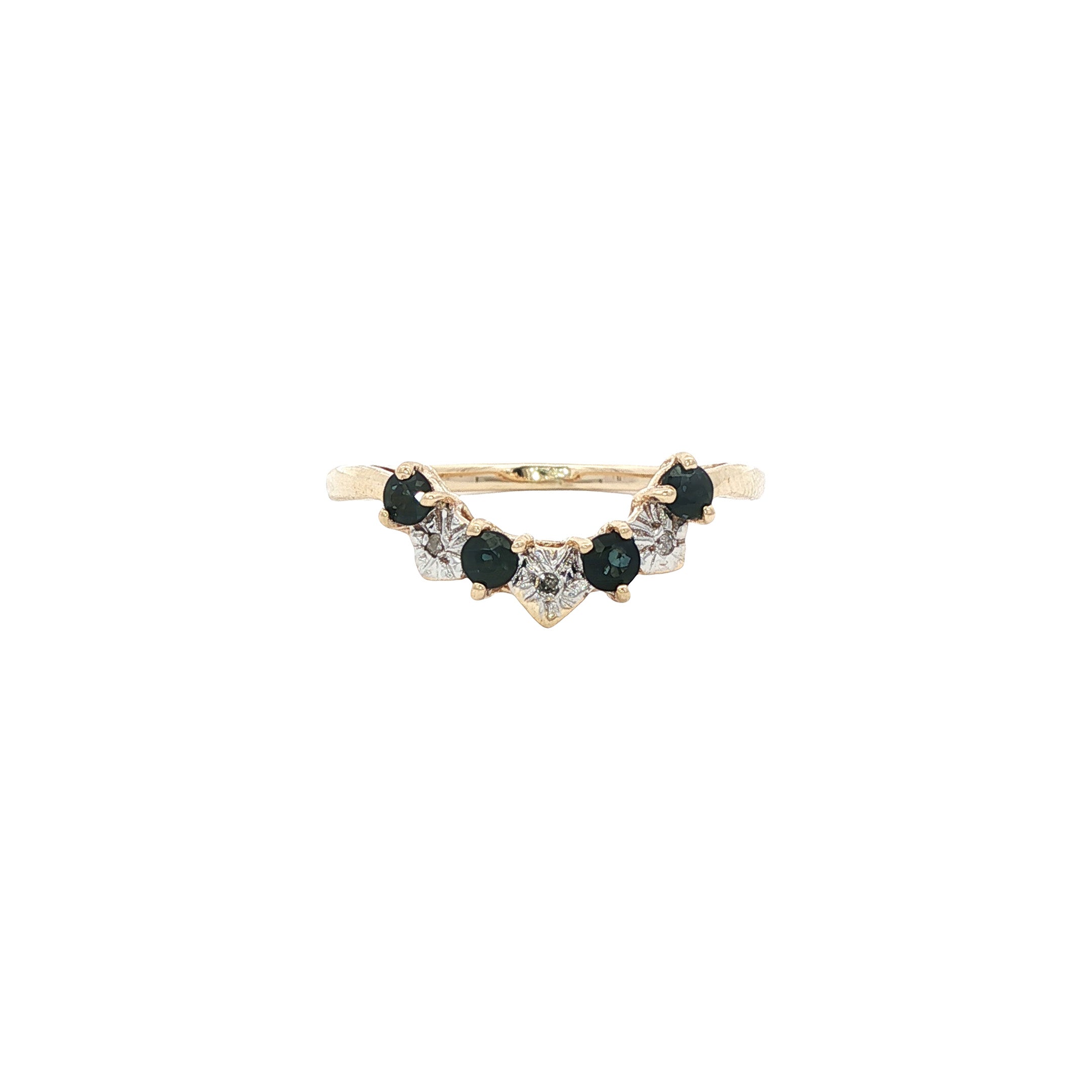 Vintage ring met saffier en diamant 9 kt