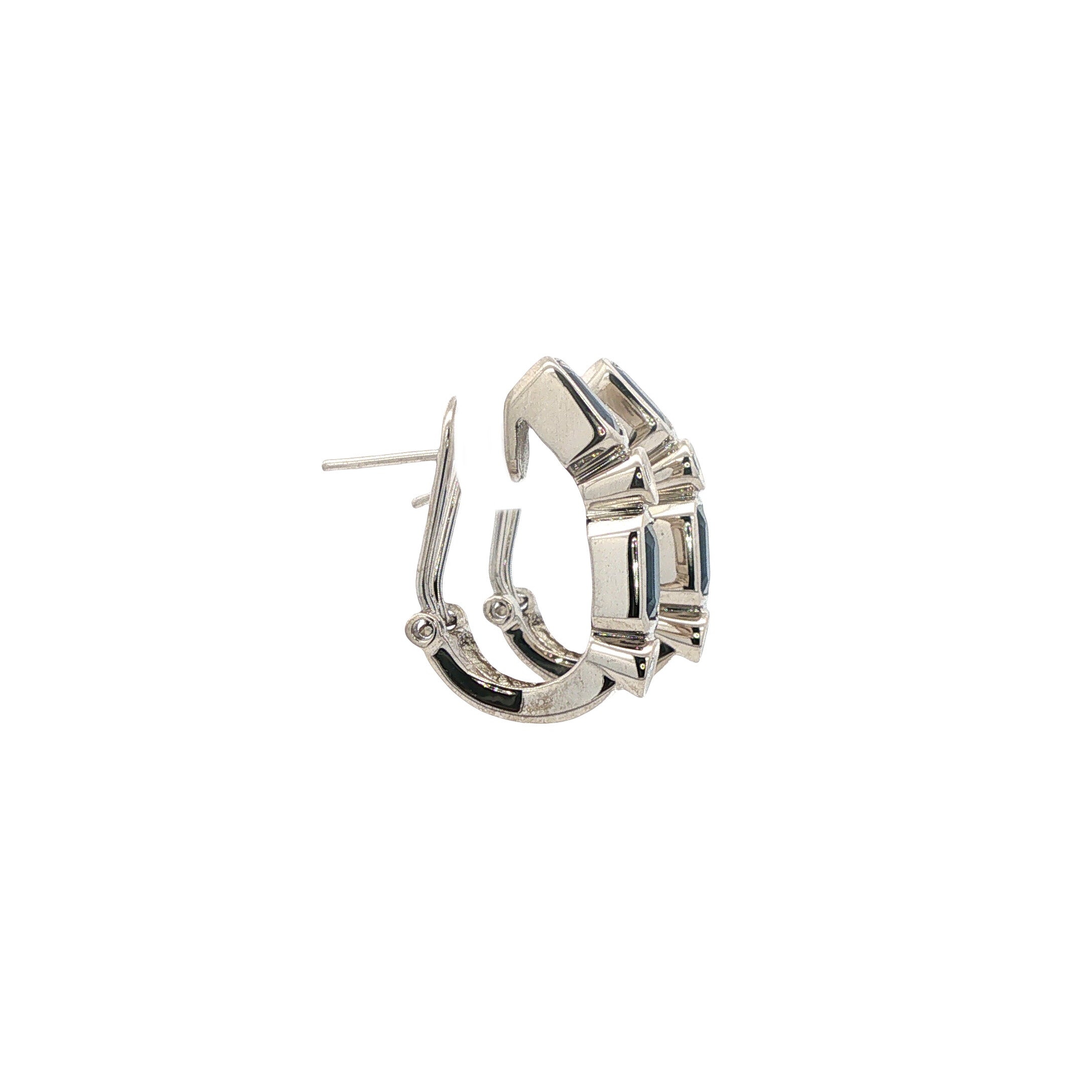 Witgouden vintage oorstekers met saffier en diamant 18 kt