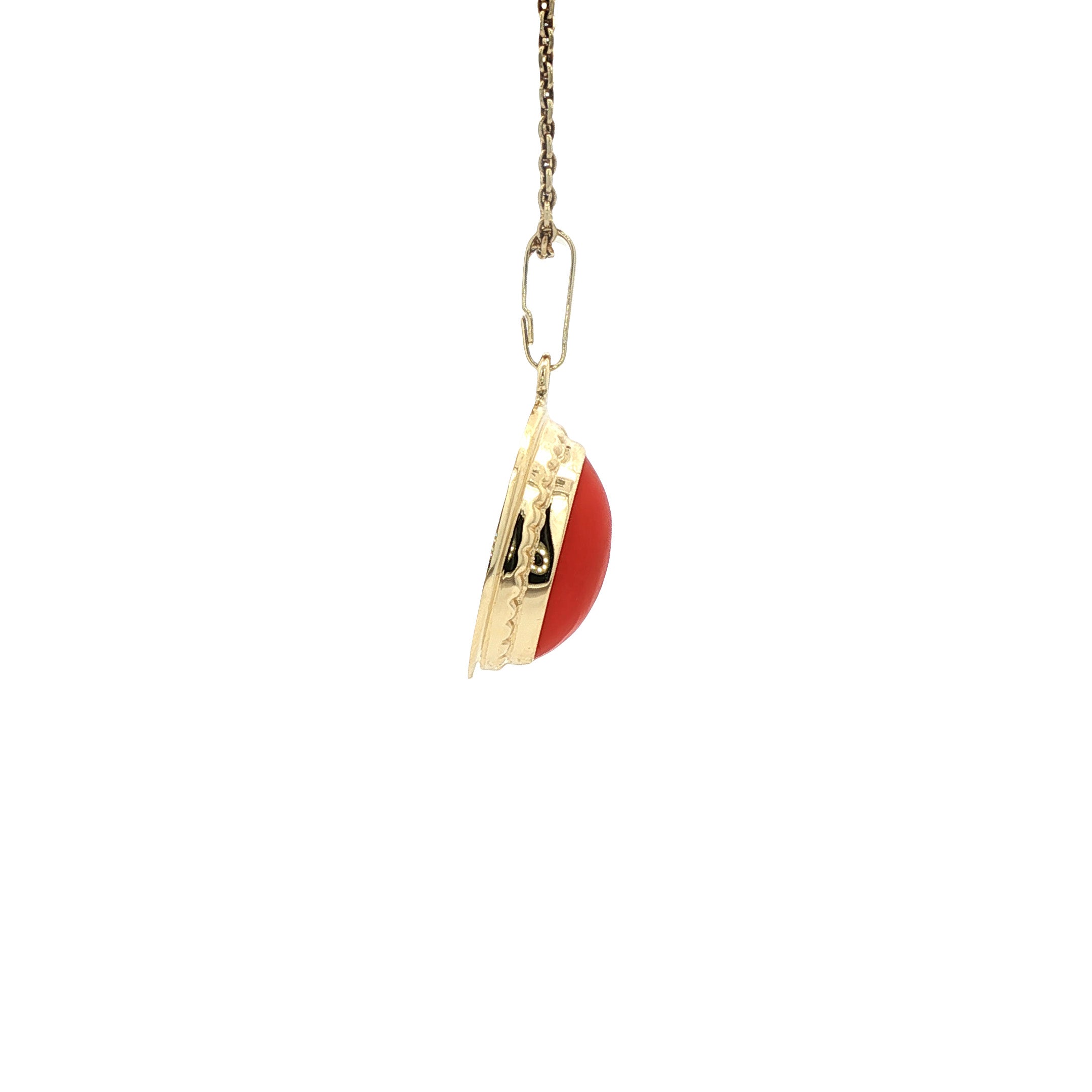 Gouden vintage hanger met bloedkoraal 14 kt