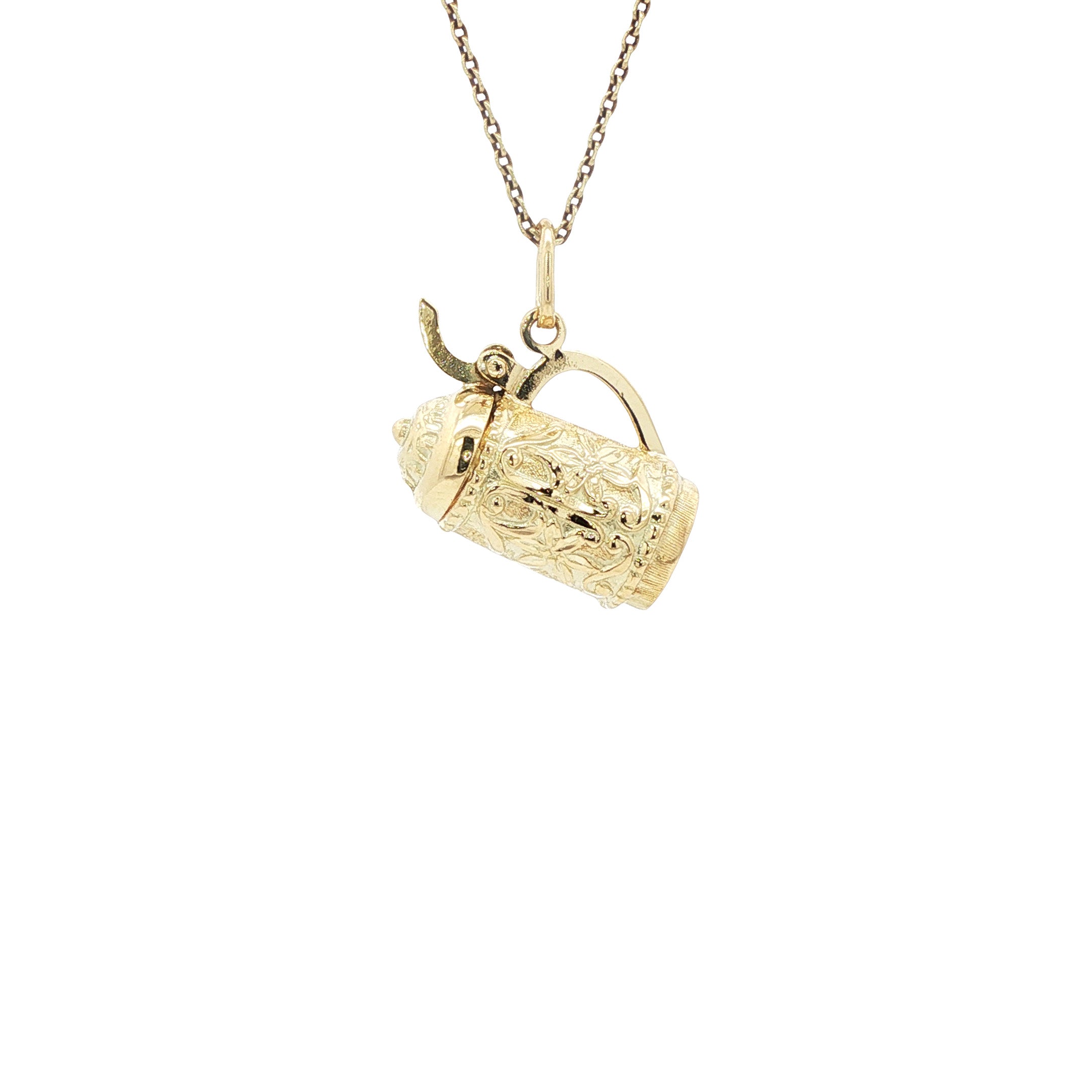 Gouden vintage Beierse bierpul hanger 14 kt