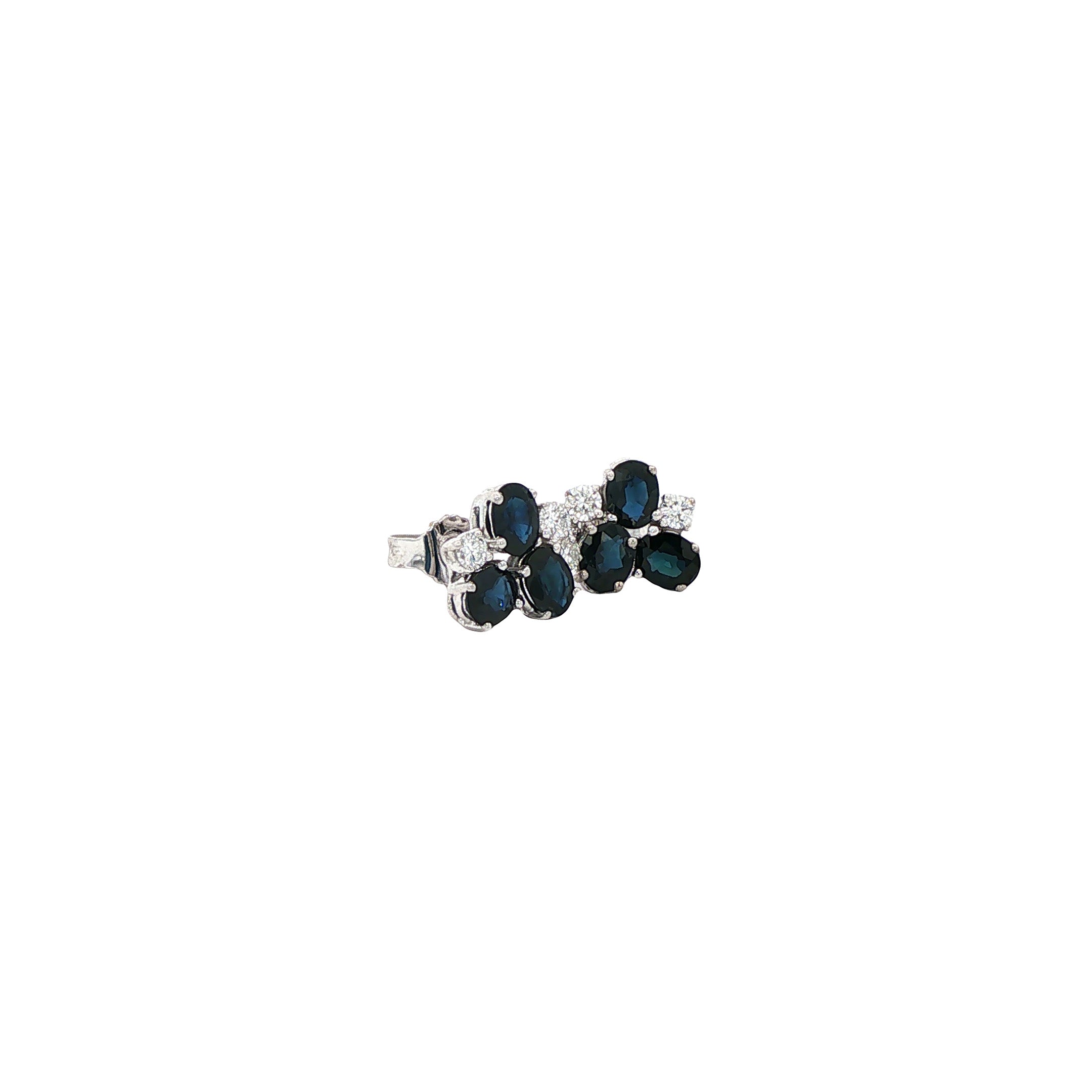 Witgouden vintage oorstekers met saffier en diamant 18 kt