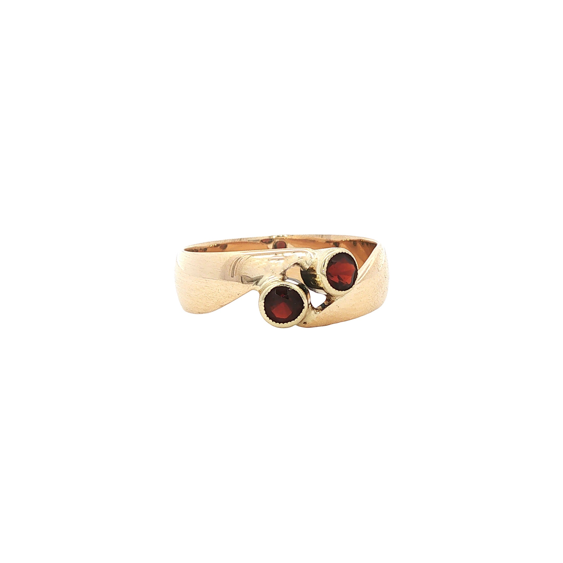 Gouden vintage ring met granaat 14 kt