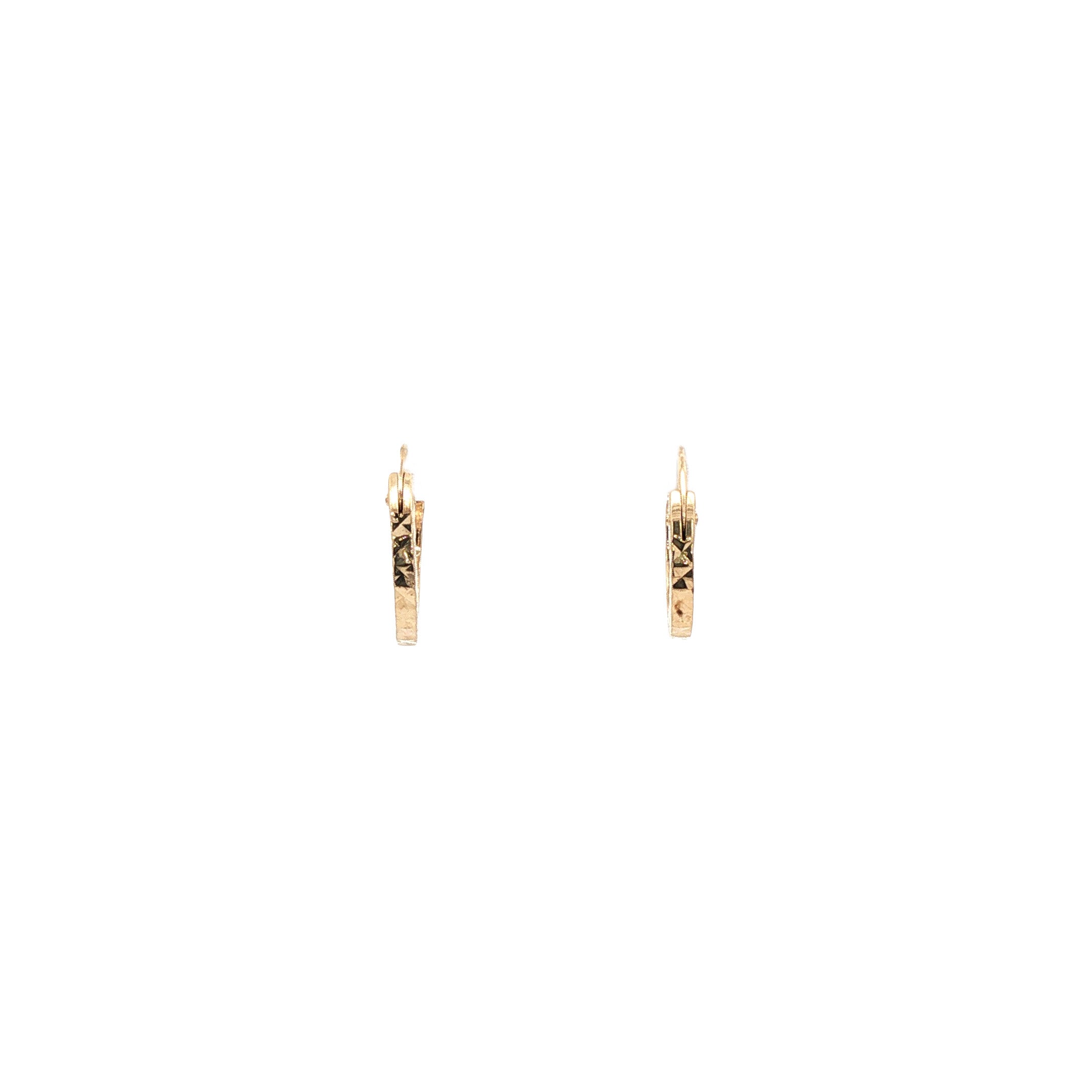 Vintage gold fancy hoop earrings 14 kt