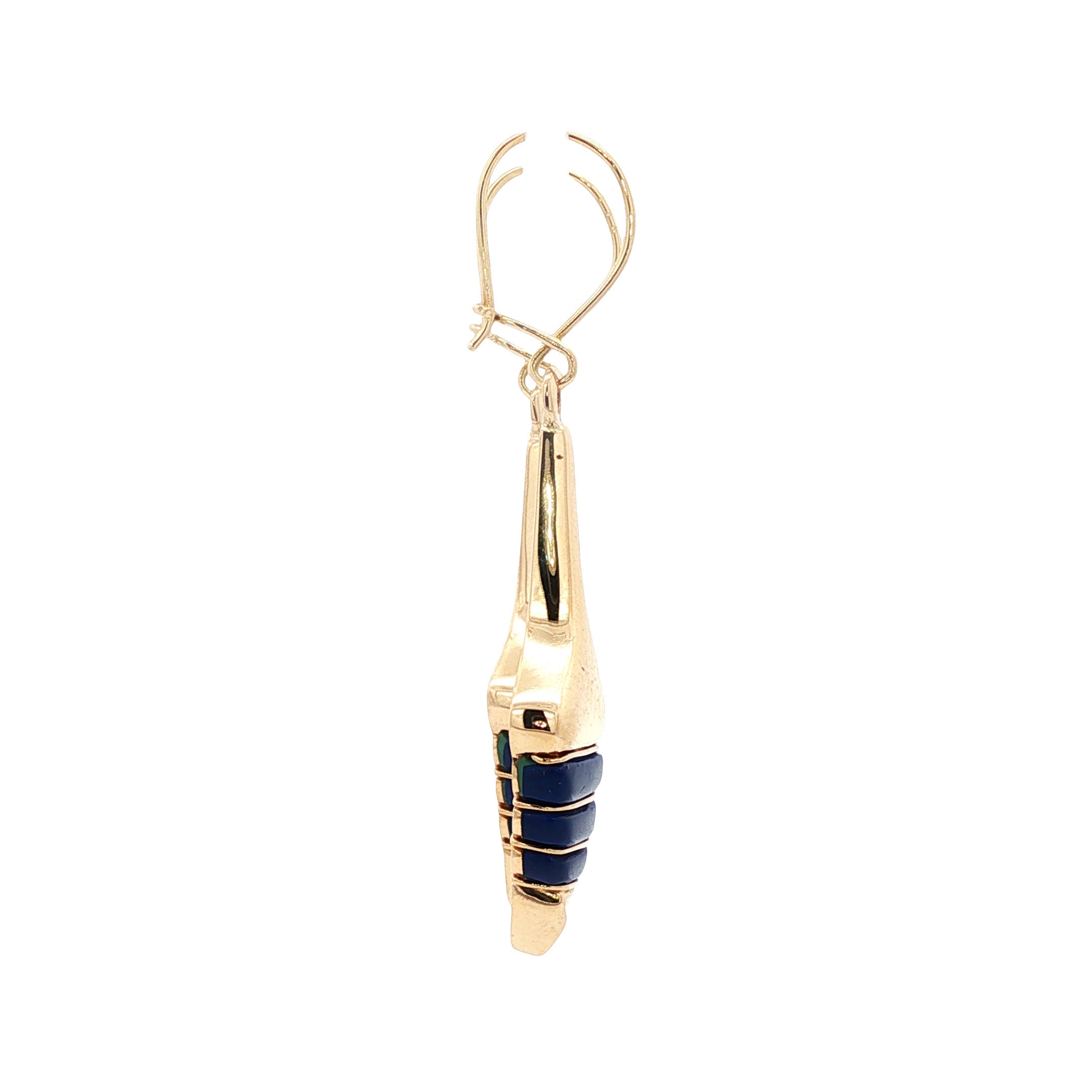 Gouden vintage oorhangers met lapis lazuli 14 kt