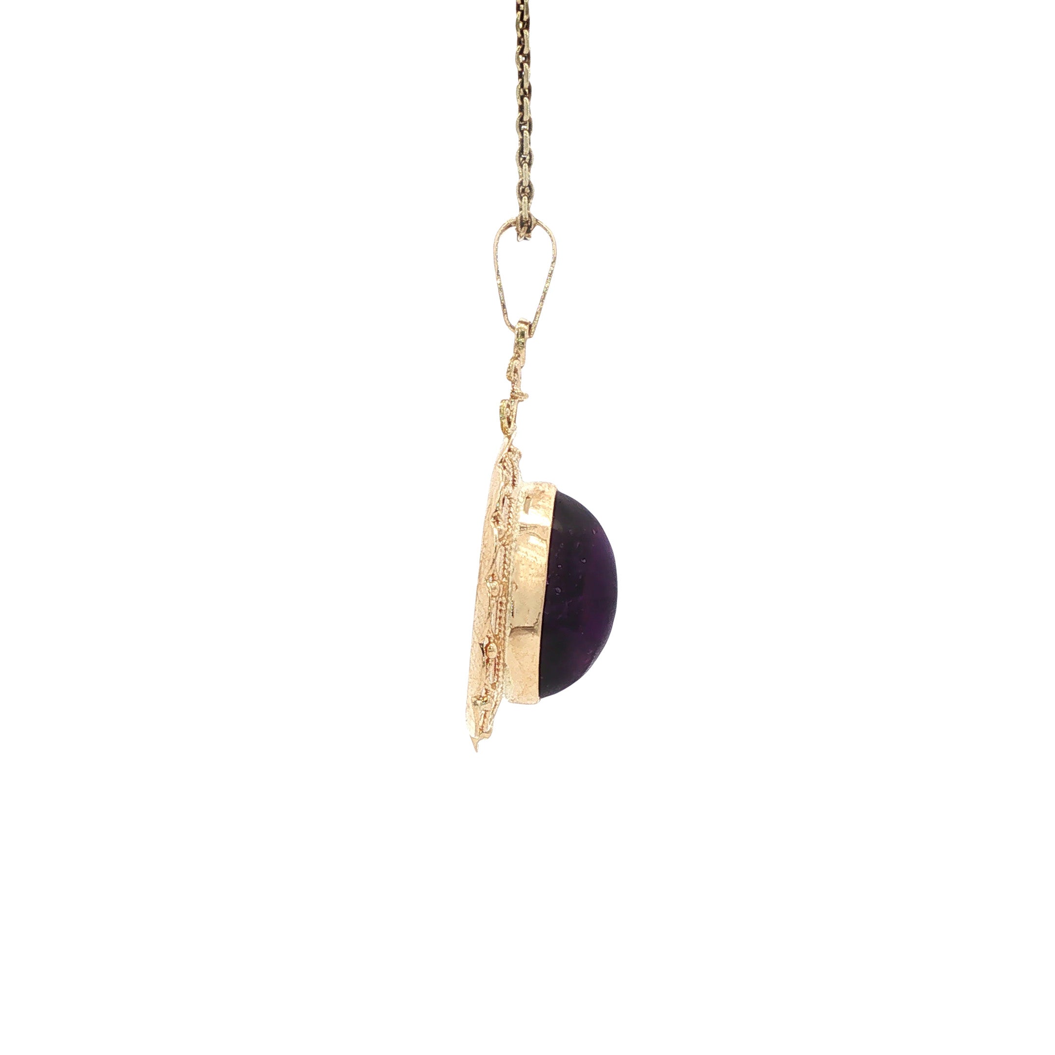 Vintage gold pendant with amethyst, 14 kt