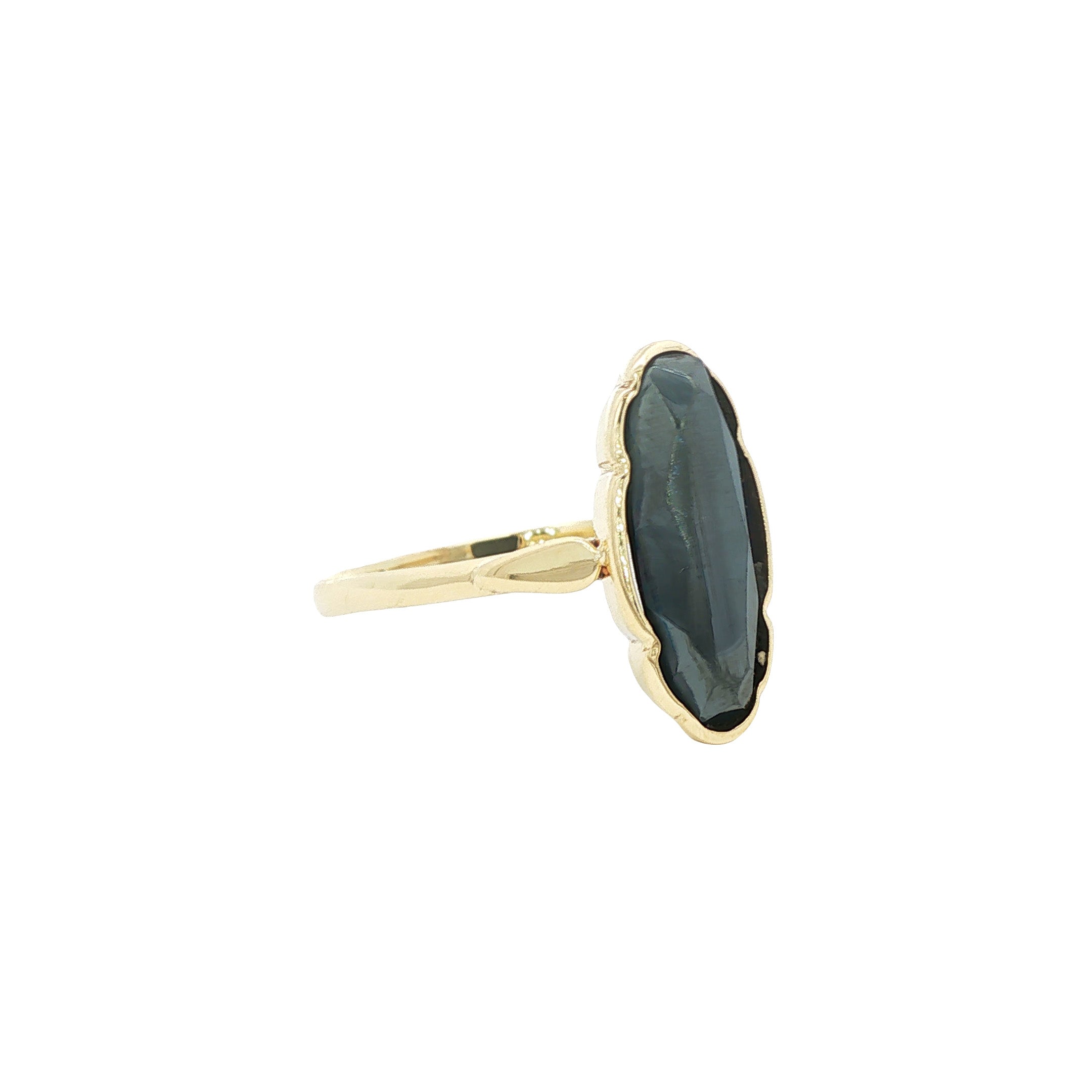 Gouden vintage ring met hematiet 14 kt