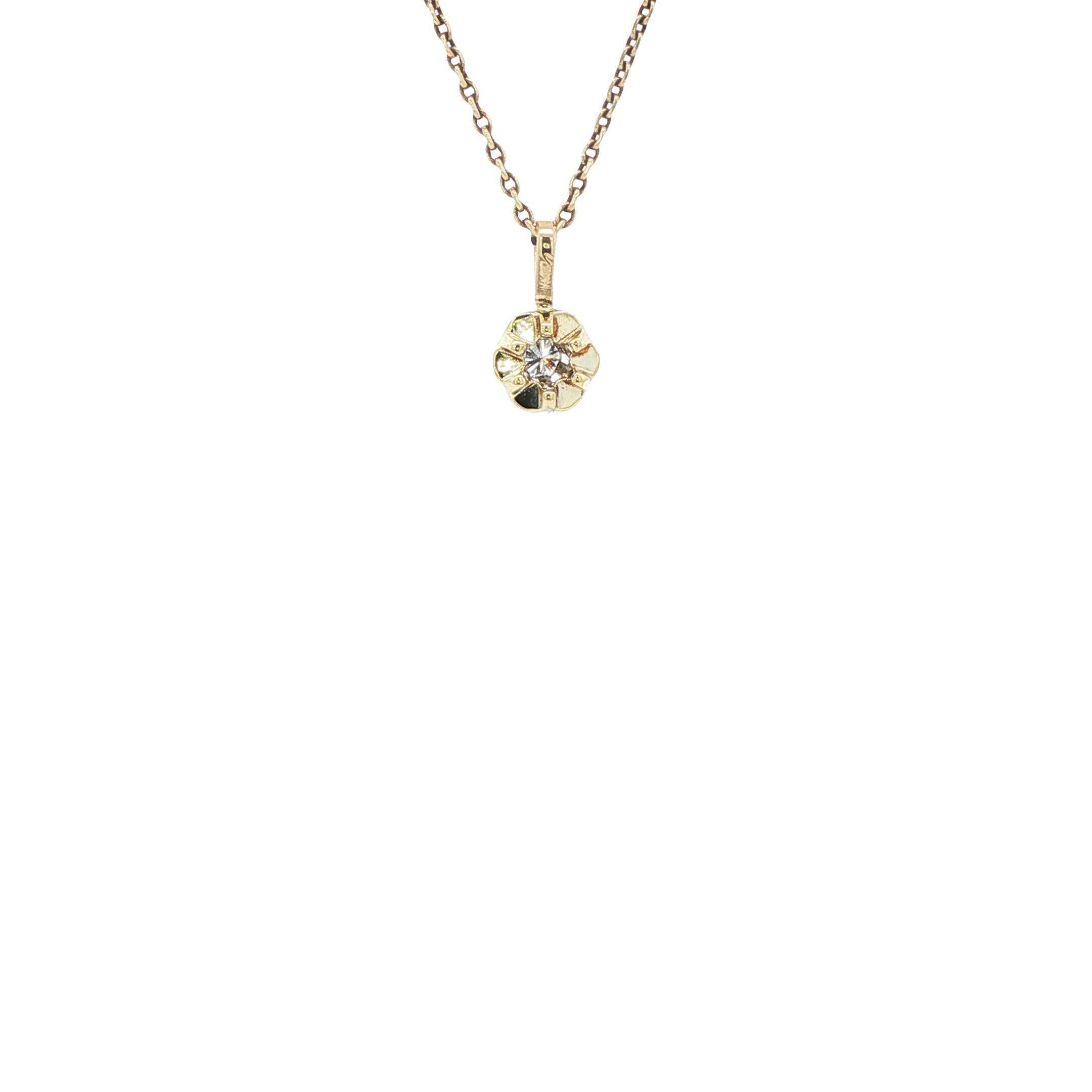 Vintage 14 kt gold solitaire pendant with diamond