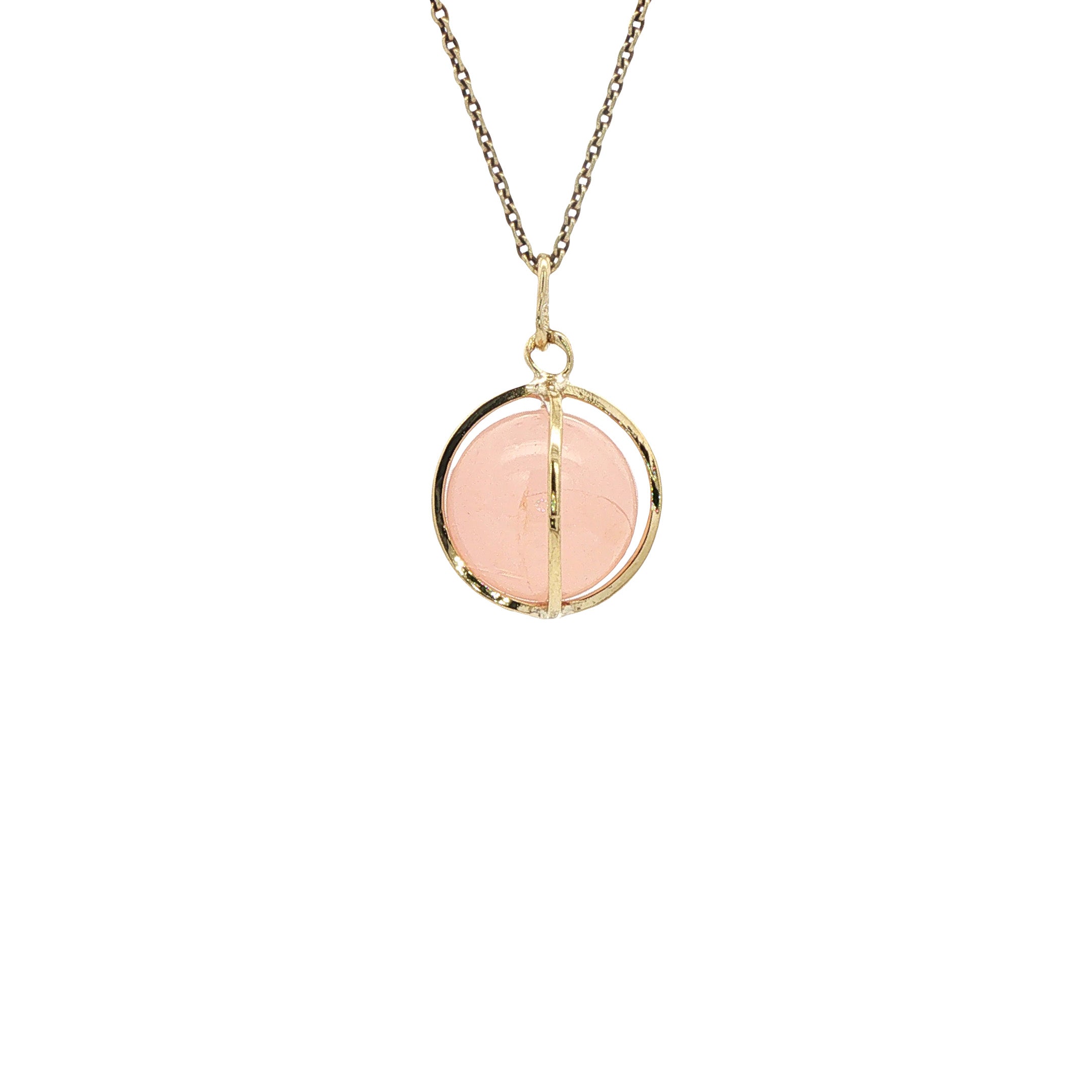 Gouden vintage hanger met rozenkwarts 14 kt