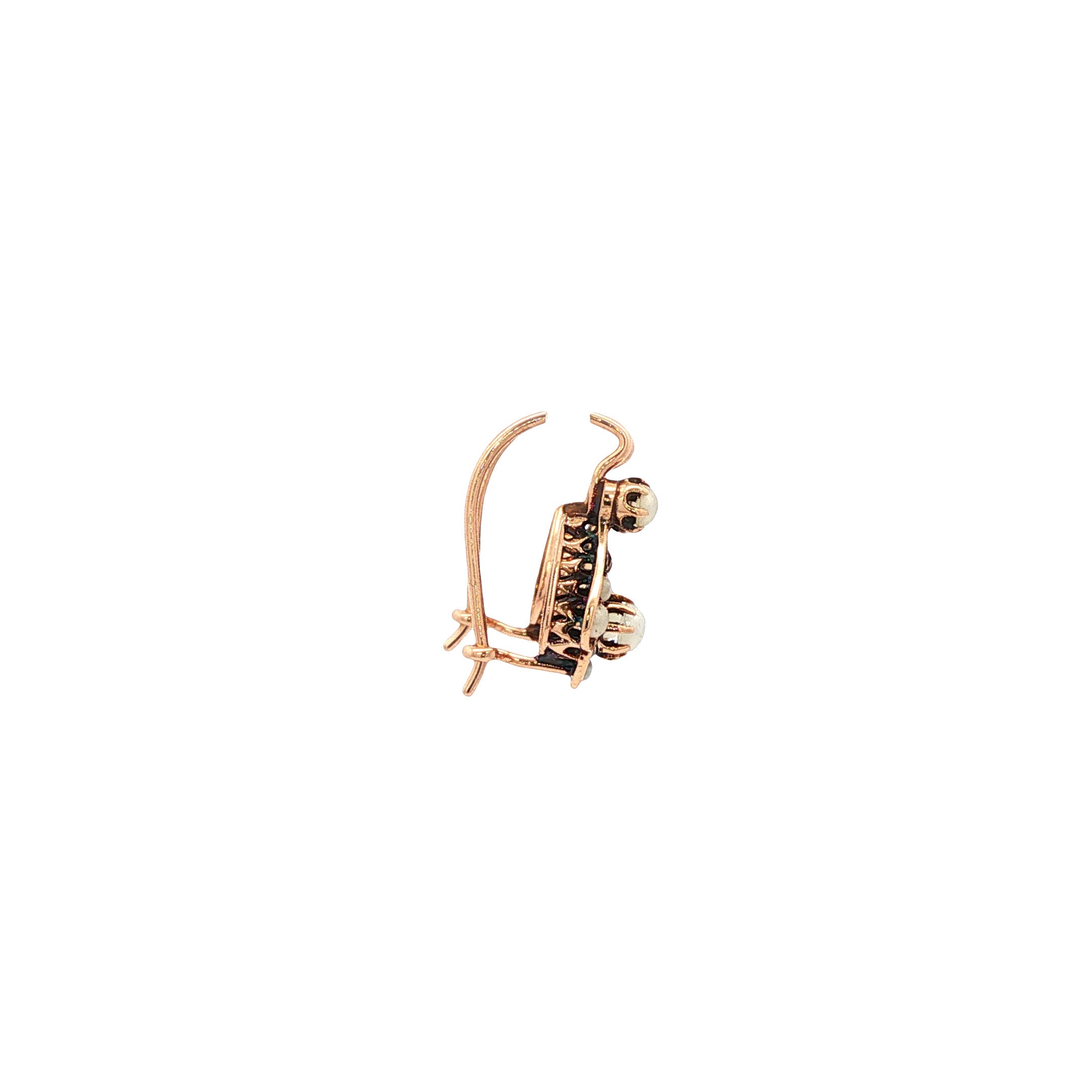 Roségouden vintage oorhangers met zaadparel 14 kt